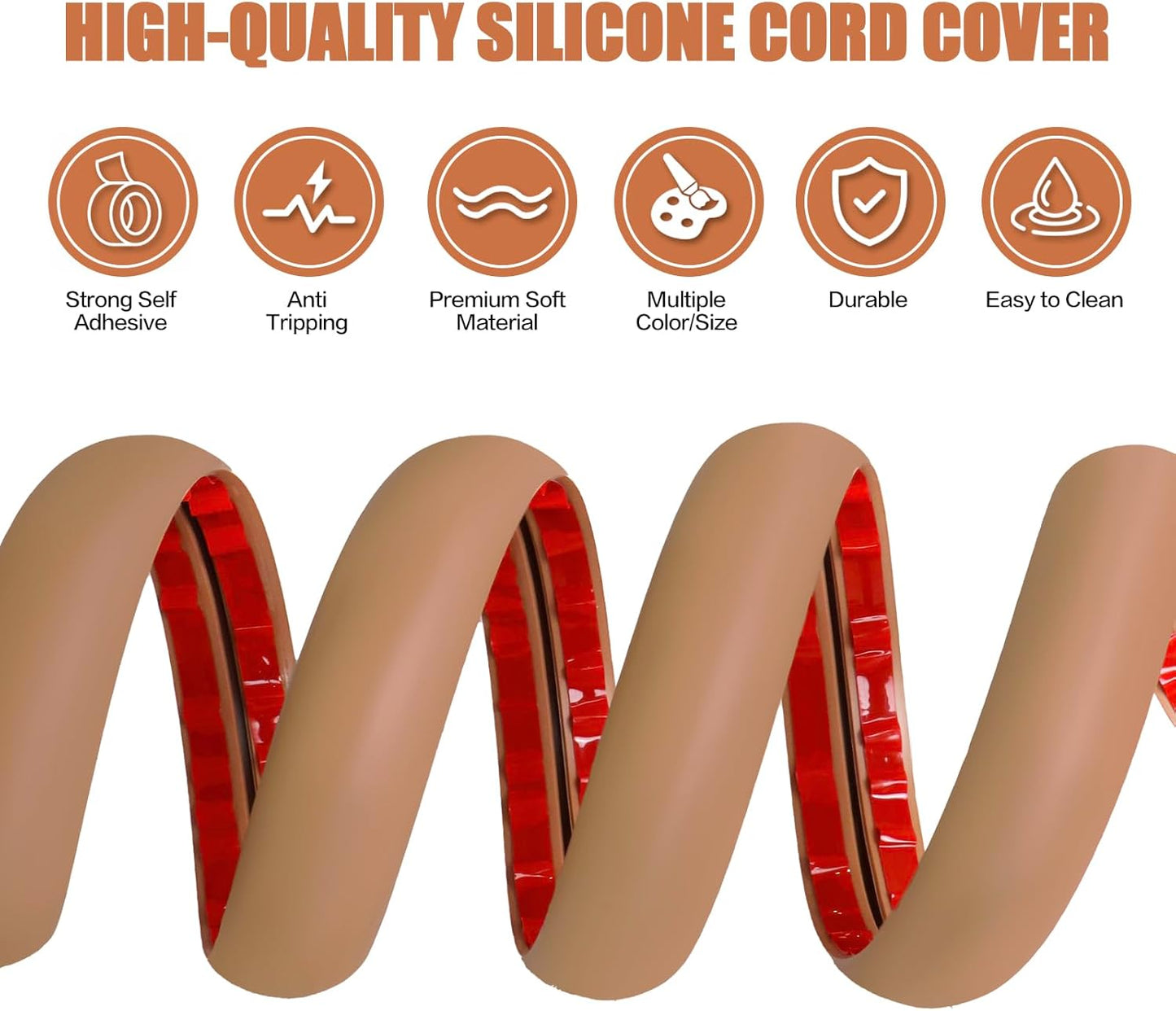 Floor Cord Cover Self Adhesive Cord Hider,3.3FT Cable Management, Extension Strip Protector for Wires, Prevent Cable Trips for Offices, Gyms, Exhibitions Cavity:0.47"(W) x 0.35"(H) Brown