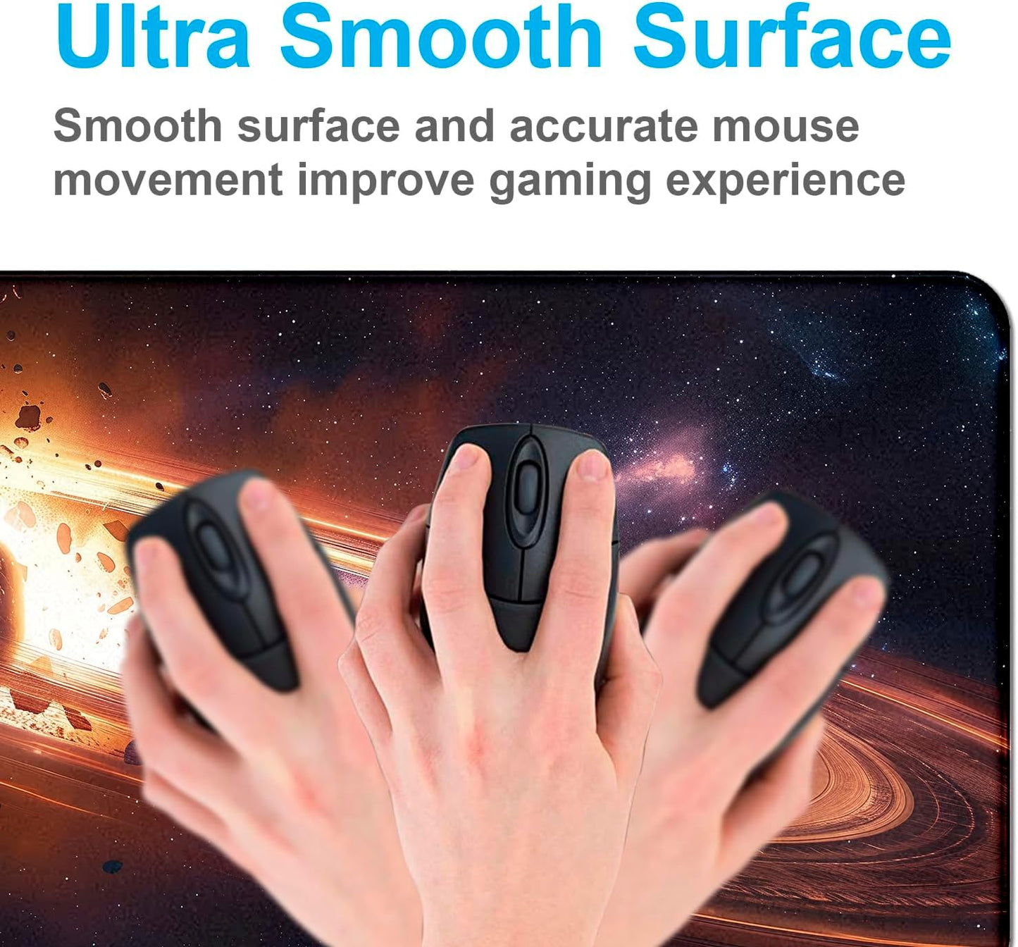 Personalized Galaxy Starry Sky Nebula Customized Computer Keyboard Office Desk Pad, Cute Space Planet Full Table Extended Mouse Pad 35.4 x 15.7 Inches