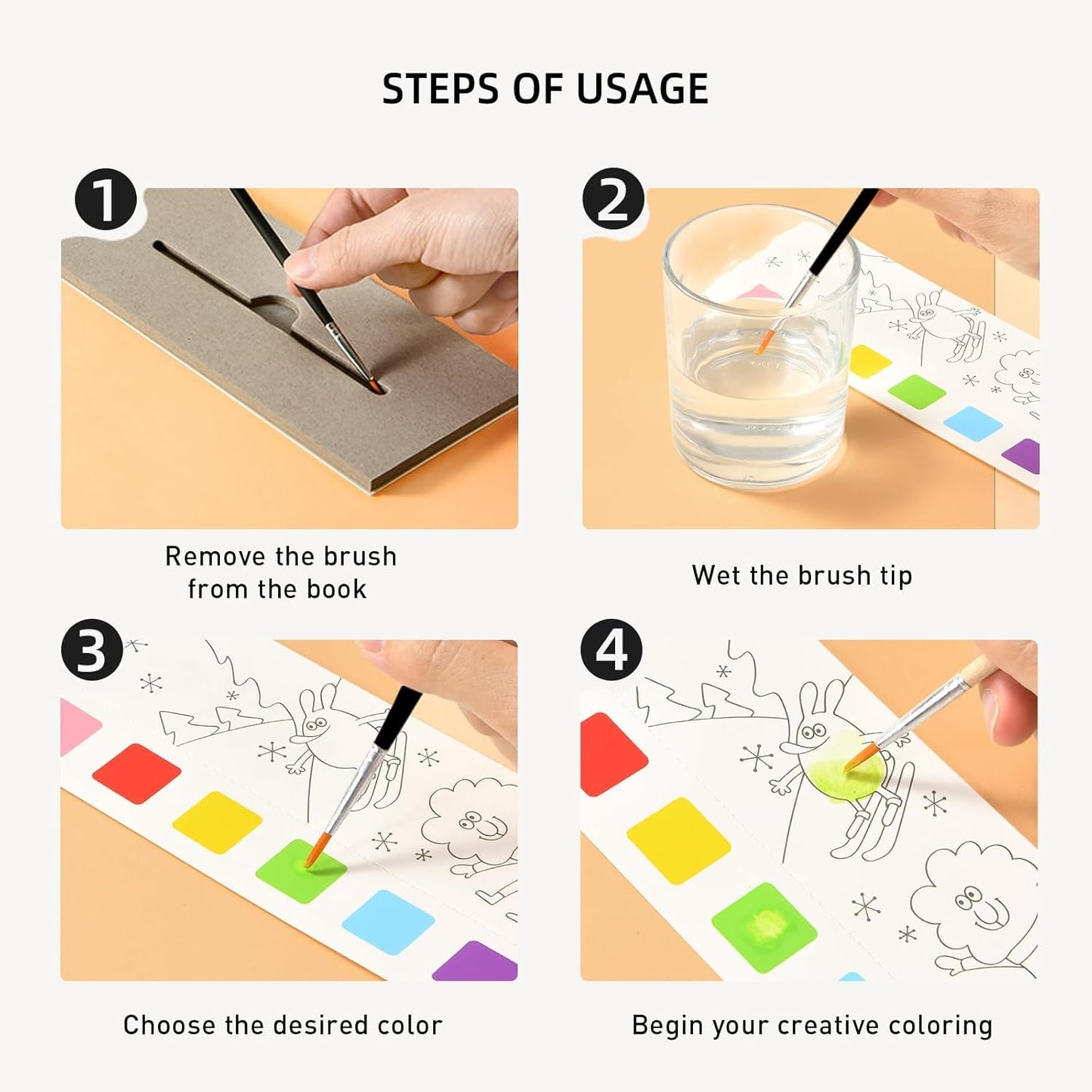 MiDeer Watercolor Painting Book for Kids Ages 4-8, Pocket Watercolor Painting Arts and Crafts for Toddlers, Travel Activities Paint with Water Coloring Book Set for Kids (Flower and Butterfly)