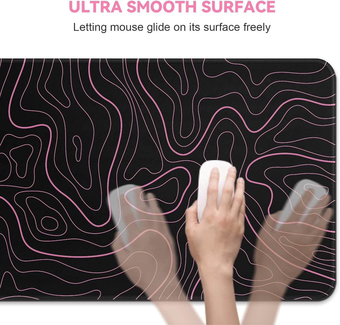 Large Mouse Pad for Desk - Gaming Mouse Pad with Non-Slip Base Stitched Edges, Mousepad for Keyboard and Mouse