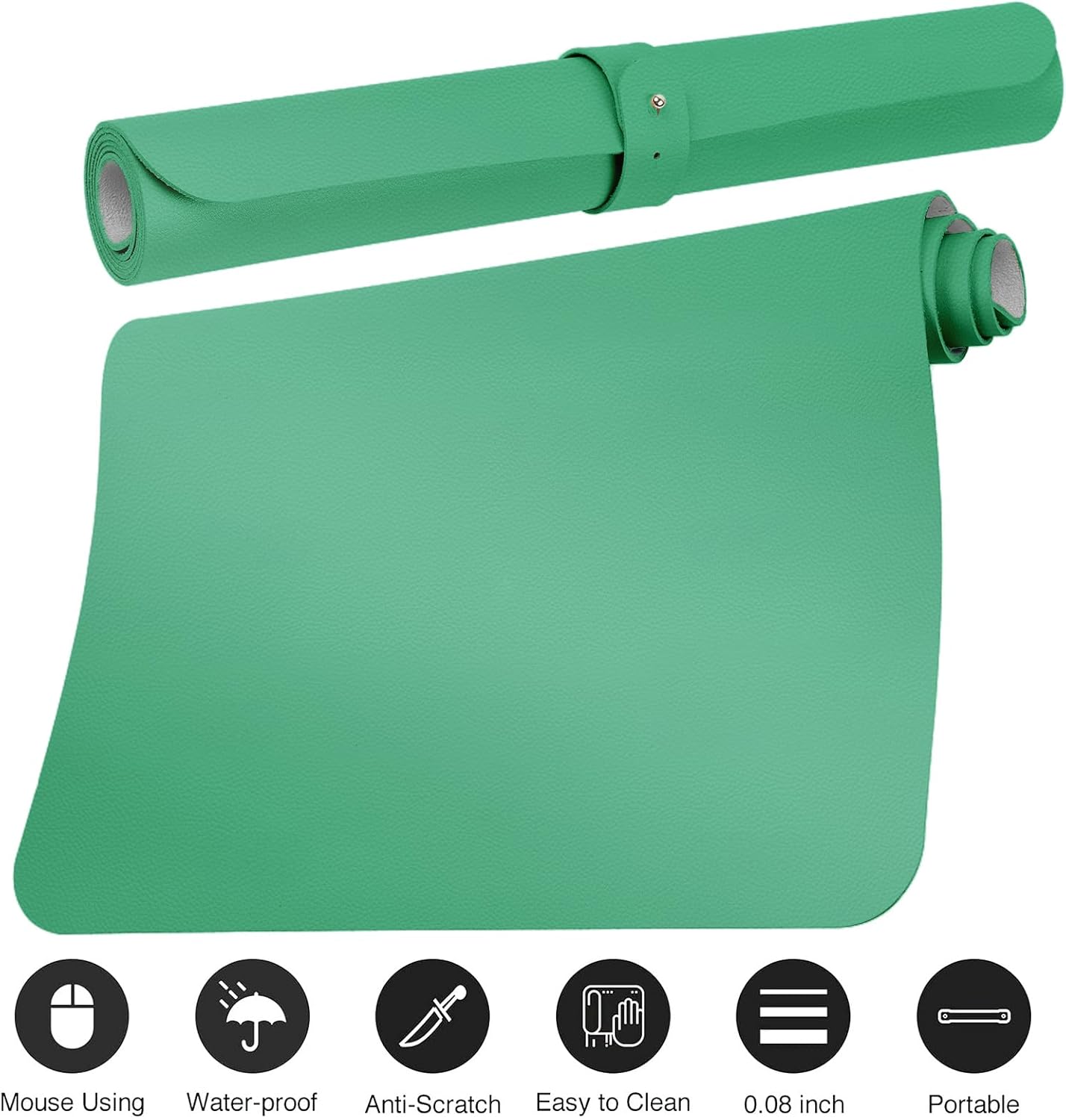 Boutilon Leather Desk Pad Protector,Non-Slip Mouse Pad,Laptop Desk Pad,Office Mouse Mat,Waterproof Leather Desk Blotter,Desk Writing Pad for Office and Home (M-Light Green,30"x14")