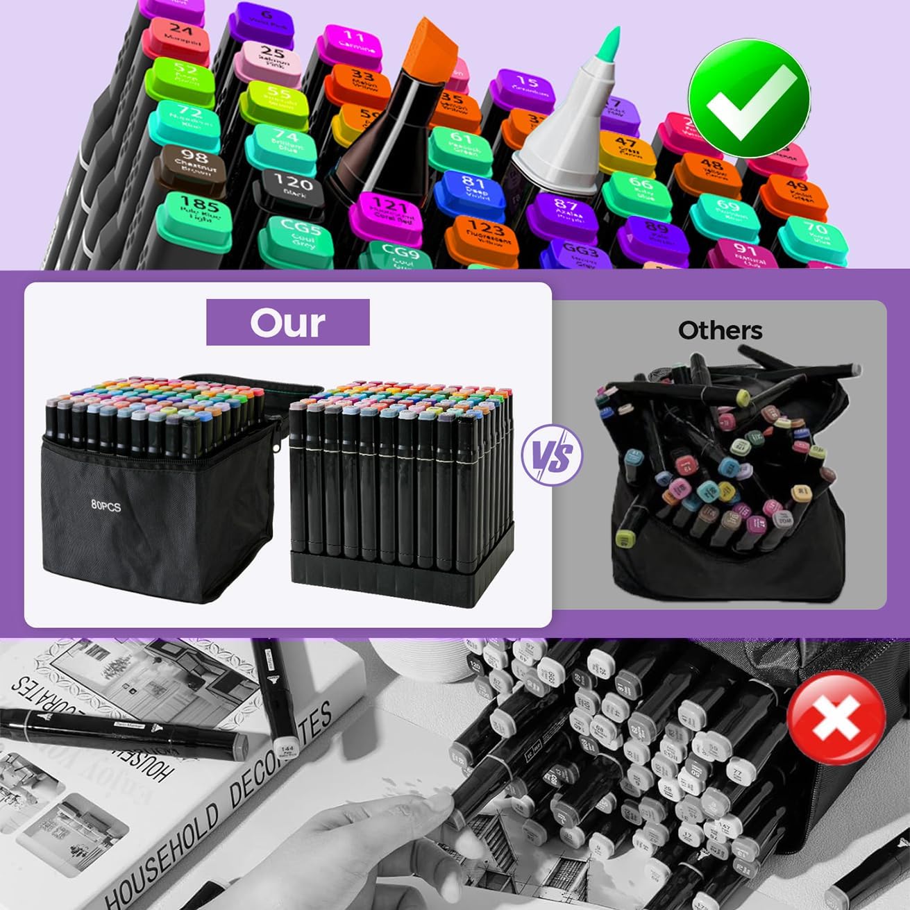 Alcohol Markers 120 Colors with Base Dual Tip Art Drawing Markers for Kids Students and Adults Comics Sketching Illustration - Refillable