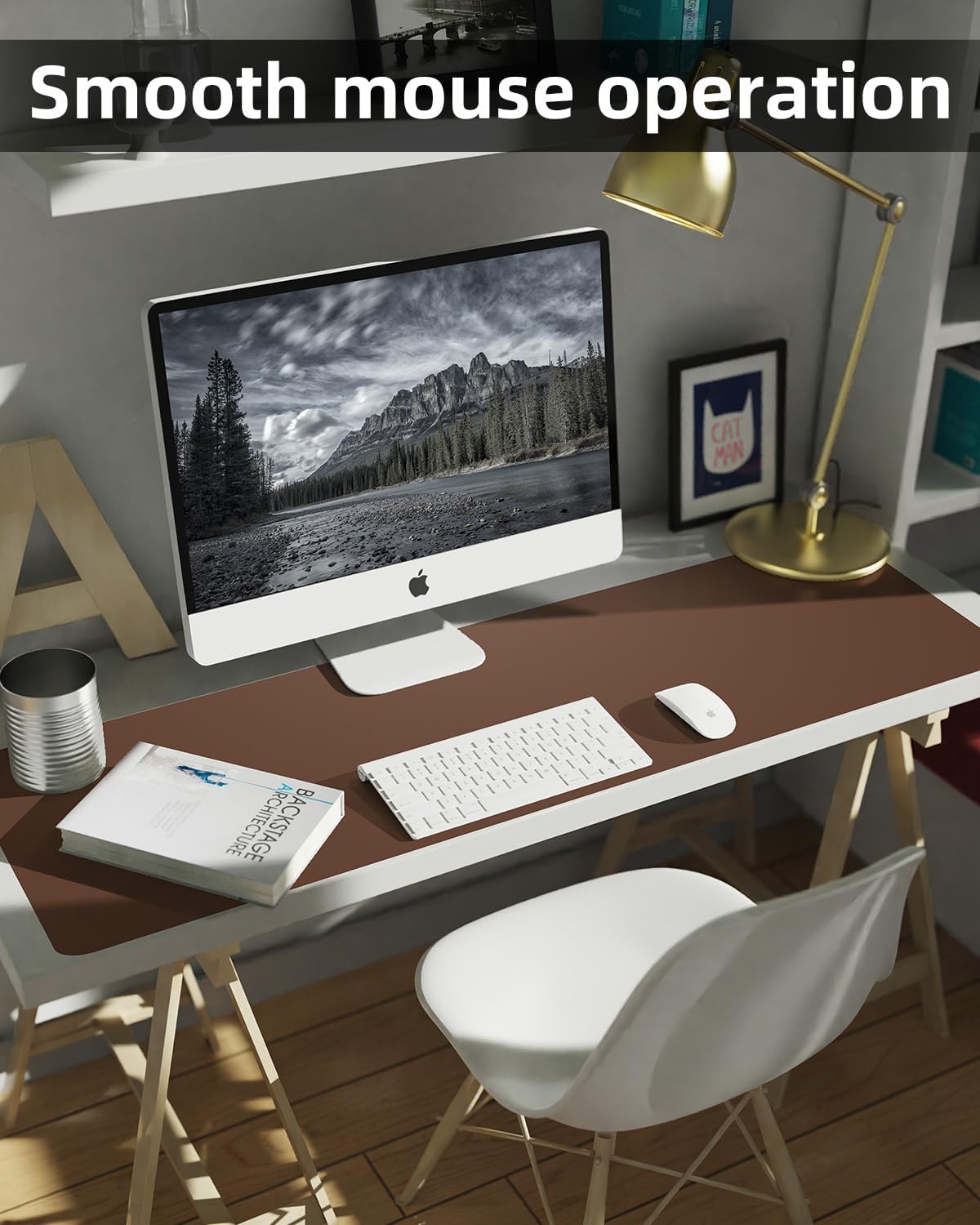 Extra Large Desk mat, Leather Desk Pad Protector,Office Desk Mat,Mouse Pad, Non-Slip Desk Blotter, Laptop Desk Pad, Waterproof Desk Writing Pad for Office&Home (Brown, 55" x 17")