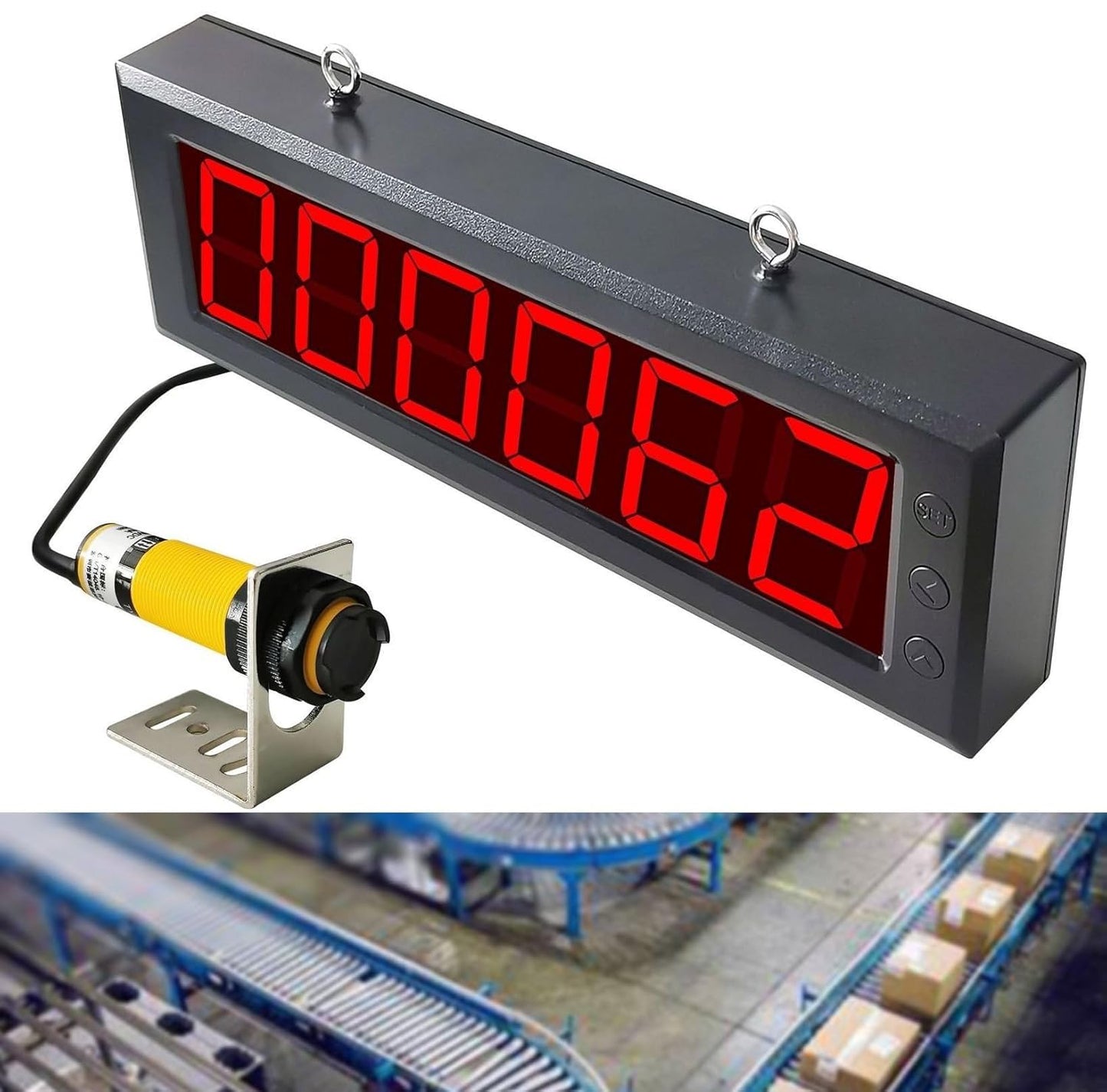DC12-24V Automatic Digital Counter, 0-999999 Display Counter, 1.5” LED Display Counter with Infrared Sensor 27” Distance, Industrial Tally Counter for Production Line Piecework, Traffic Counter