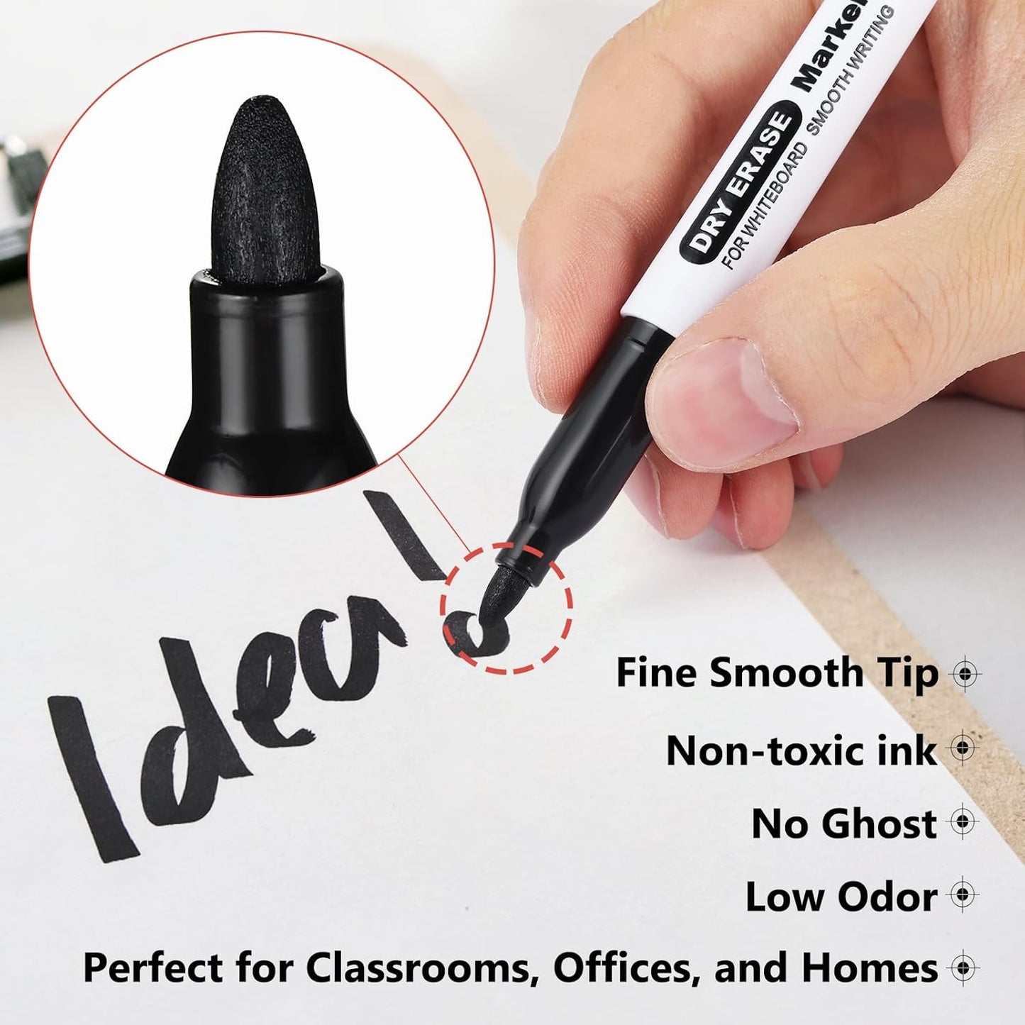 SFAIH Dry Erase Markers Whiteboard Markers - 36 Pack Black Dry Erase Marker Fine Tip For Kids Adults, Dry Erase Markers Bulk No Odor For Office Supplies Classroom Must Haves