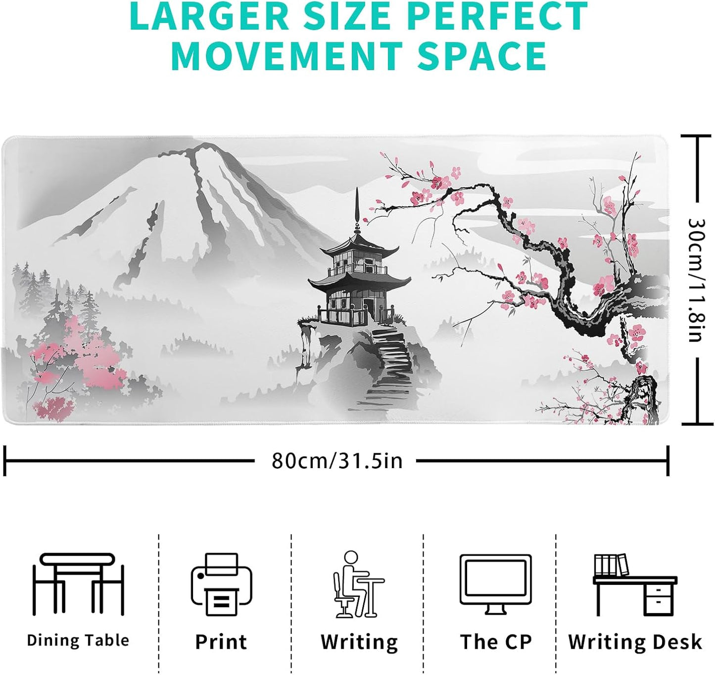 Desk Mat, Anime Desk Pad Mat, Desk Matt for Desktop, XL Large Mouse Pad for Desk, Anti-Slip Big Mousepad with Stitched Edges, Keyboard Pad Mouse Mat for Gaming and Office (Cherry Blossom 6)