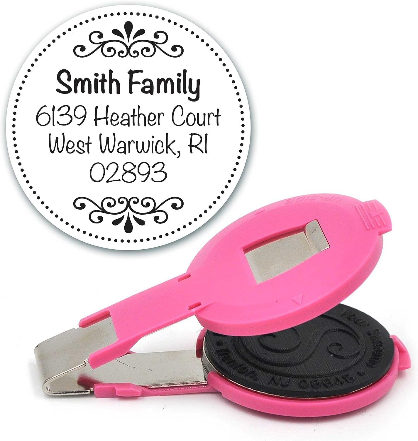 Custom Monogram Address Embosser - Personalized Round Seal - Insert Only - Style EM027