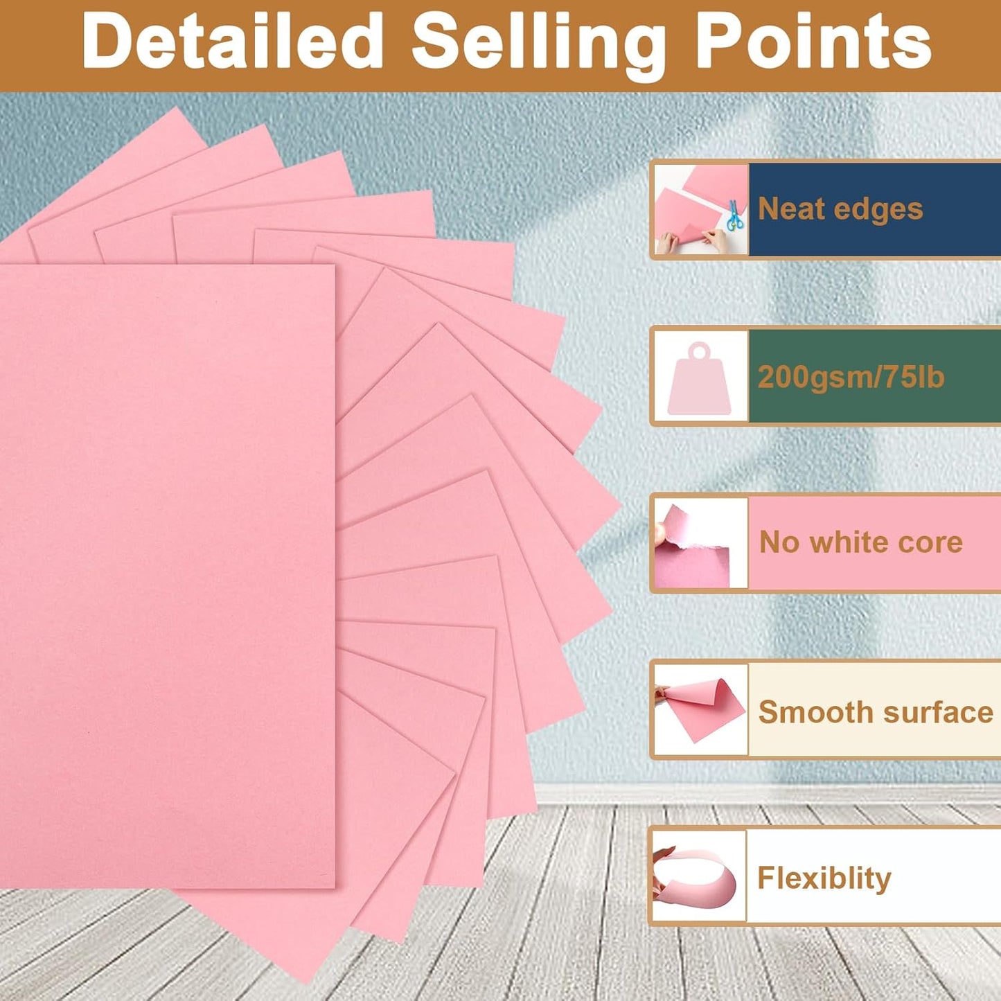 100 Sheets Candy Pink Cardstock 8.5 x 11 Crafting Paper, 200gsm/75lb Premium Heavyweight Paper Card Stock for Wedding Invitations, Cards Making, Greeting Cards, Girlfriend, Scrapbooking