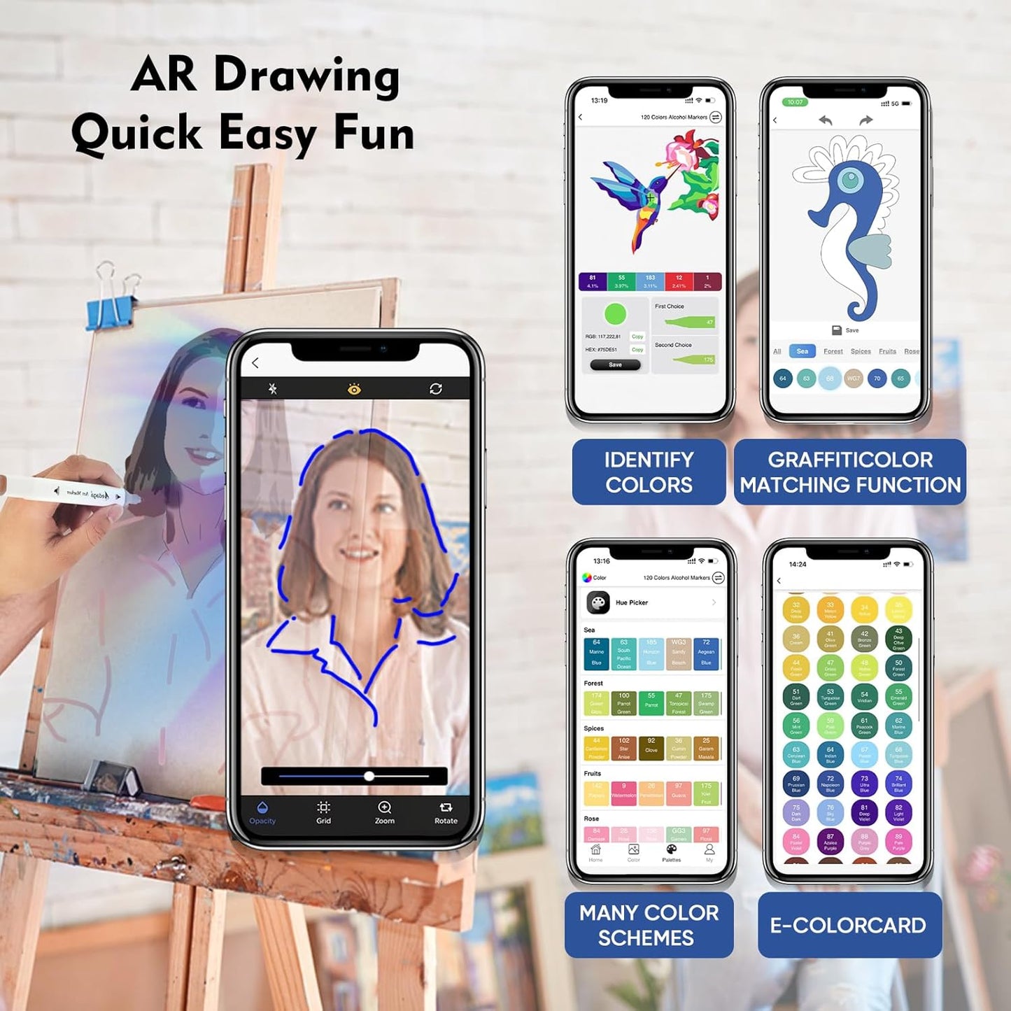 YHC 168 Colors Alcohol Markers for Artists, Free APP for Coloring, Dual Tips Alcohol-Based Markers for Drawing,Painting and Sketching, Great Gift Idea for Kids and Adults