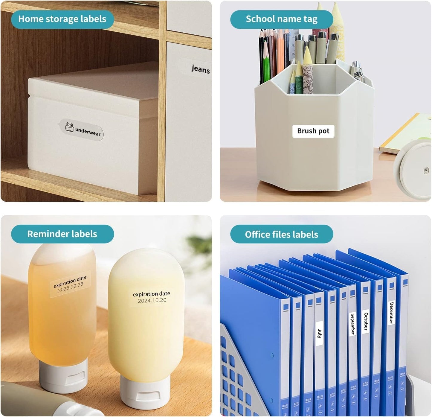 DEEPIN D11 Label Maker Machine Portable Bluetooth Label Maker with Tape, Thermal Label Printer Multiple Templates for Phone, Mini Label Sticker Printer for Business Office Organization, Green