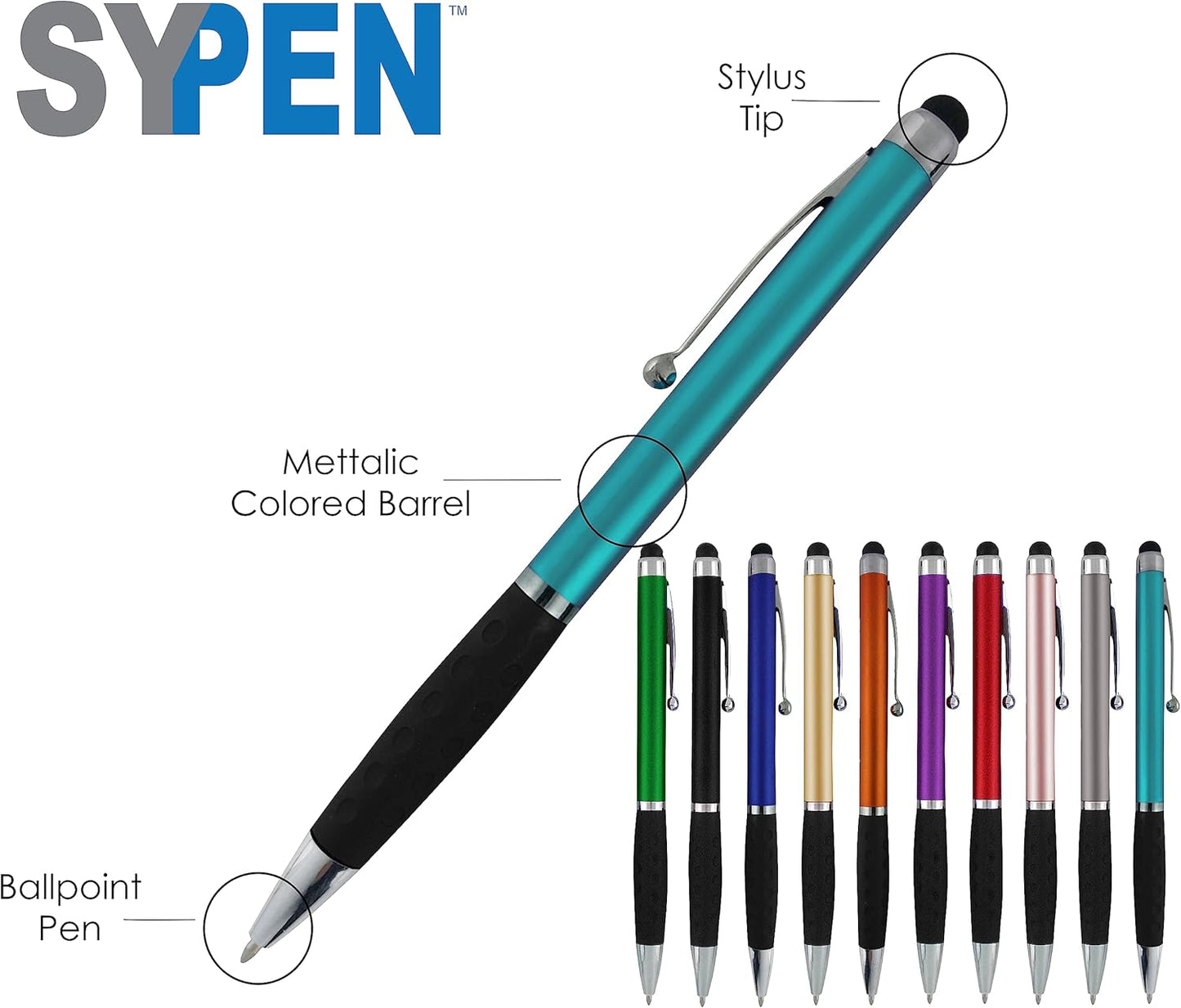 Personalized Stylus Pens With your Custom Logo or Text-300 Pack Bulk-for Businesses, Parties, and Events, 2 in 1 Ballpoint Pen & Stylus for Touchscreen Devices, Black Barrel, Black Ink