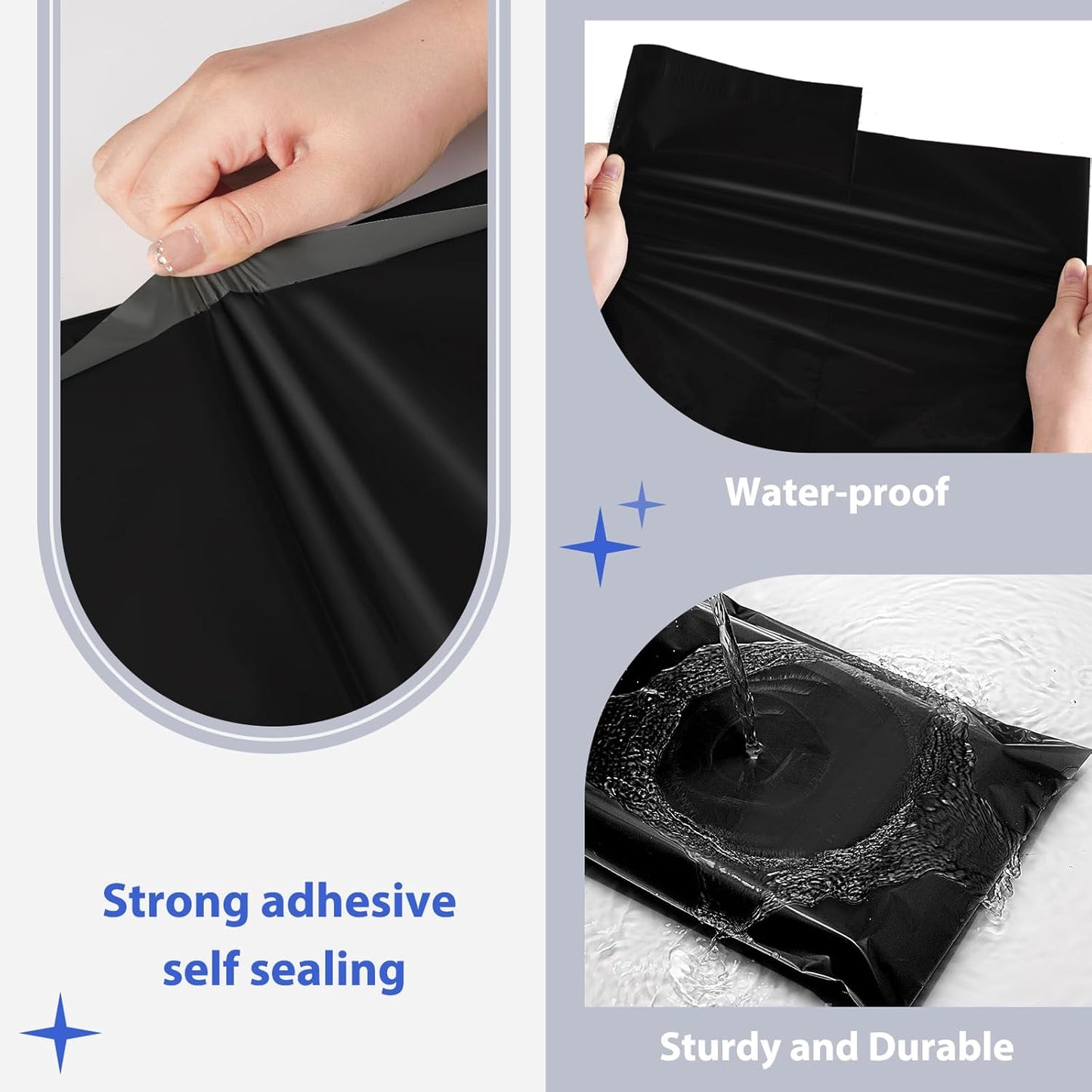 Fuxury Poly Mailers 25 Pcs 17.7 X 22", XL Shipping Bags for Clothing, Strong Adhesive Shipping Mailing Envelopes,Large Self-Sealing Polymailer for Small Business Black #10