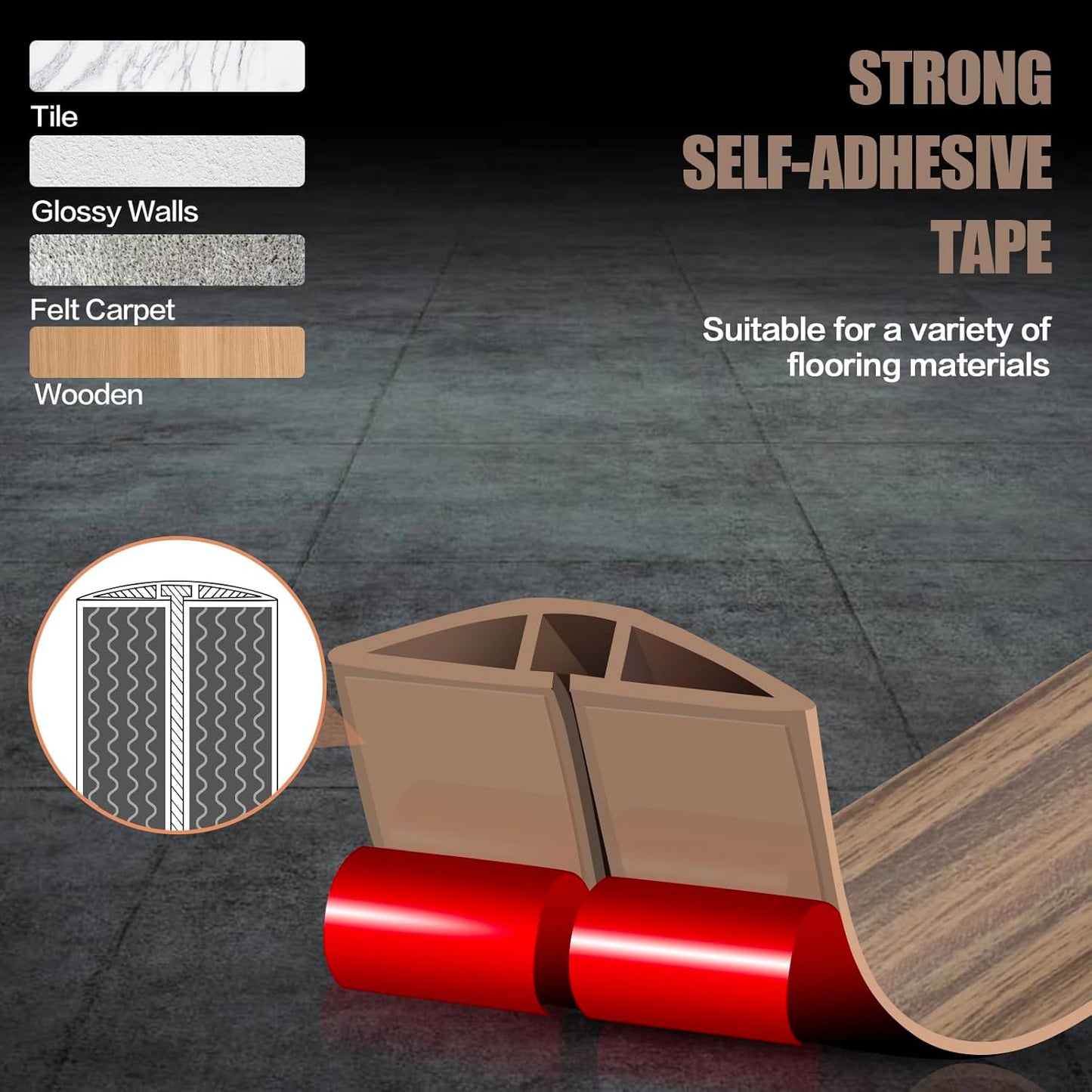 Floor Cord Cover Self Adhesive Cord Hider,10FT Cable Management, Extension Strip Protector for Wires, Prevent Cable Trips for Offices, Gyms, Exhibitions Cavity:0.39"(W) x0.27(H) Woodsmokedbrown