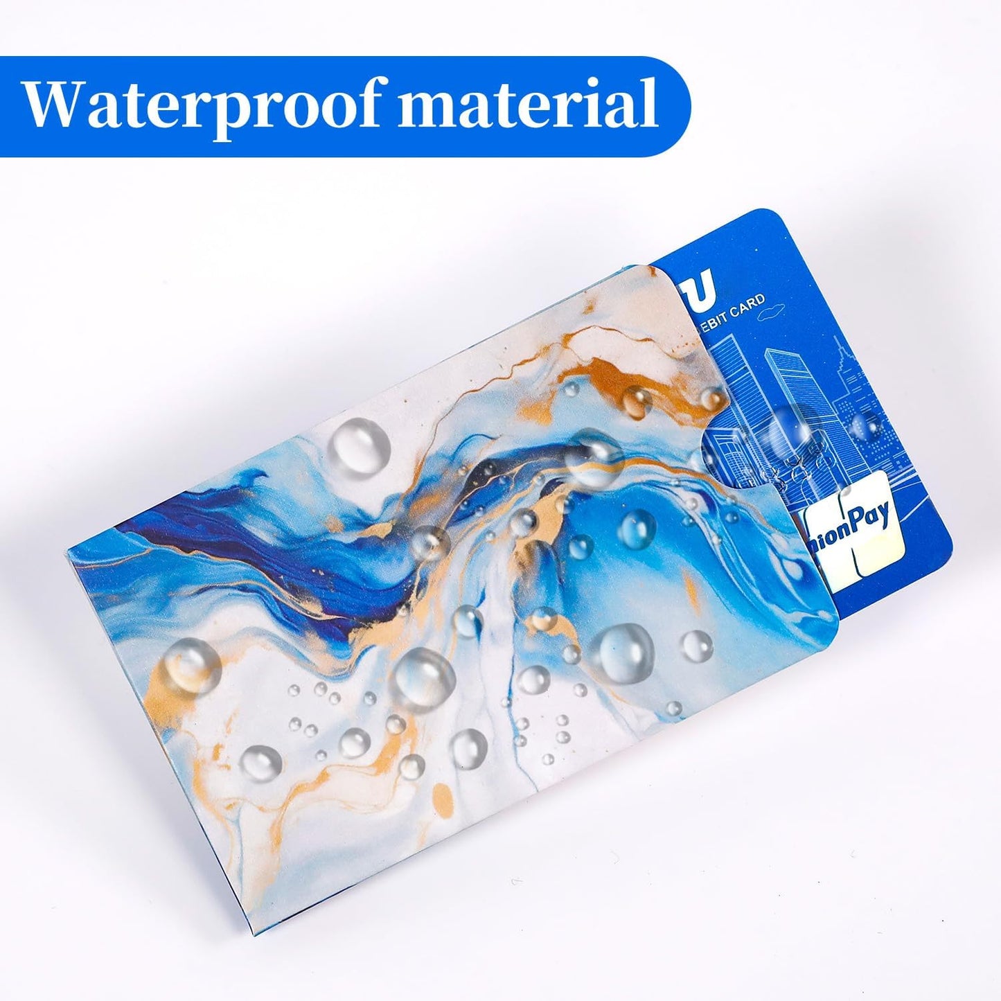 12 PCS RFID Blocking Sleeves, Credit Card Holder for Women Men Protect Cards Identity from Electronic Theft Travel Case Set (Marble Style