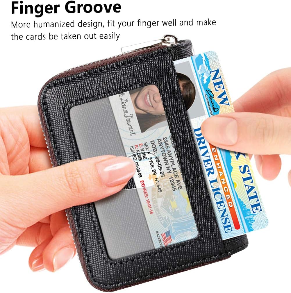 FurArt Zipper Wallet Women, RFID Blocking Credit Card Wallet, Business Card Holder, Compact Size KeyChain Wallet