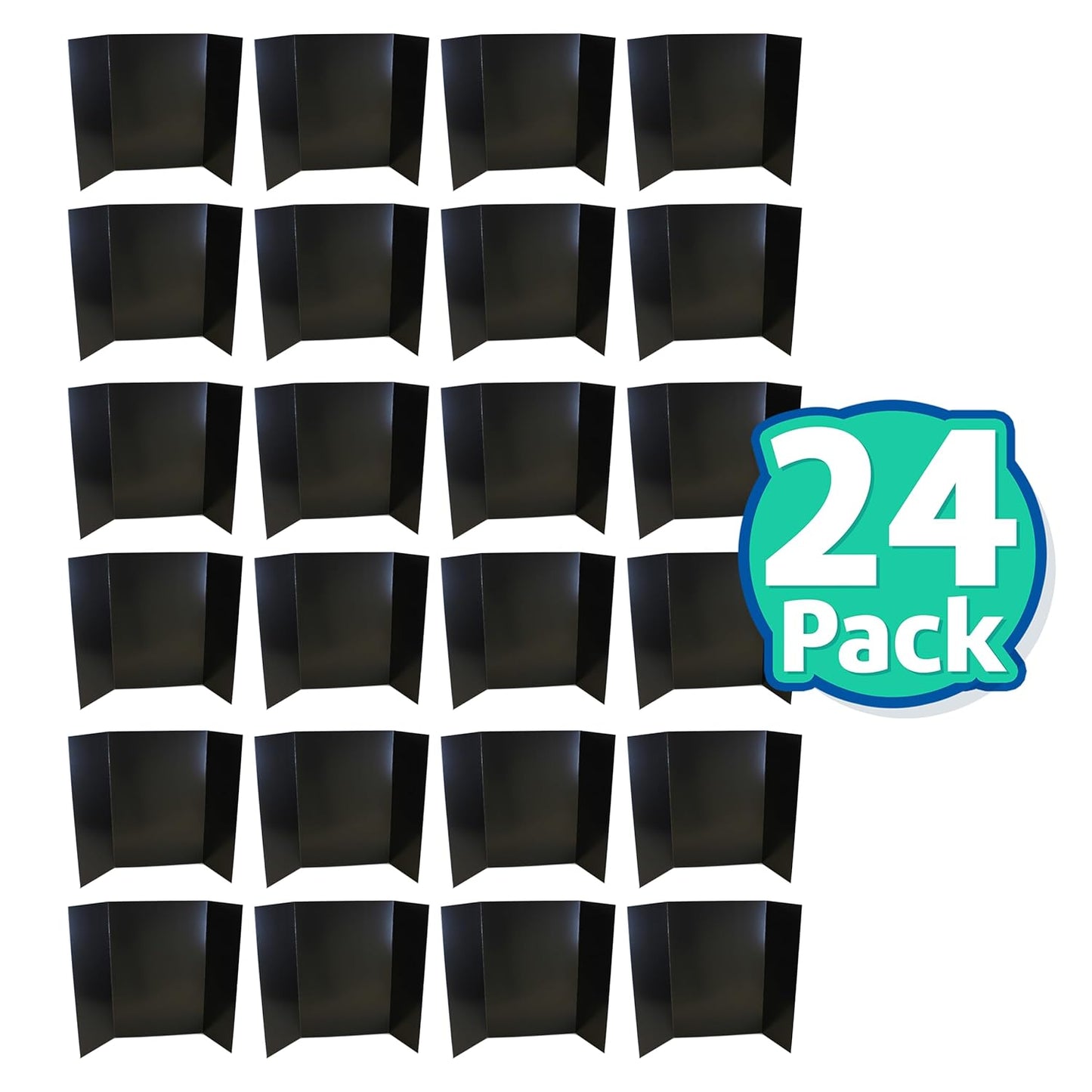 Flipside Products 36” x 48” Foam Project Boards for Presentations, Science Fair, School Projects, Event Displays and Trifold Picture Board - Black - 24 Pack