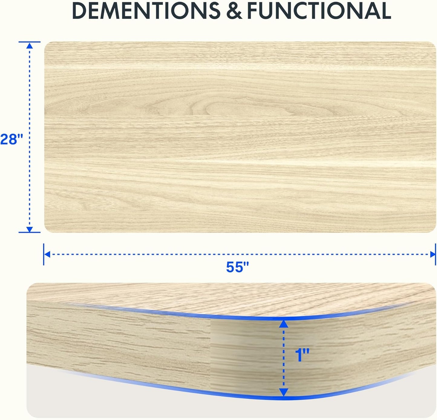 FLEXISPOT EN1 One-Piece Standing Desk, 55 x 28 Inches Electric Height Adjustable Desk for Home Office (White Frame + White Wood Grain Desktop)