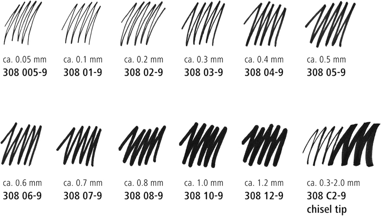 STAEDTLER Pigment Liner, Fineliner Pen for Drawing, Drafting, Journaling, 0.1mm, Black, Box of 5 Pens, 308 01-9M