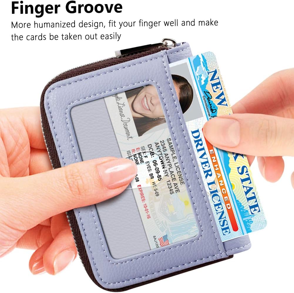 FurArt Zipper Wallet Women, RFID Blocking Credit Card Wallet, Business Card Holder, Compact Size KeyChain Wallet
