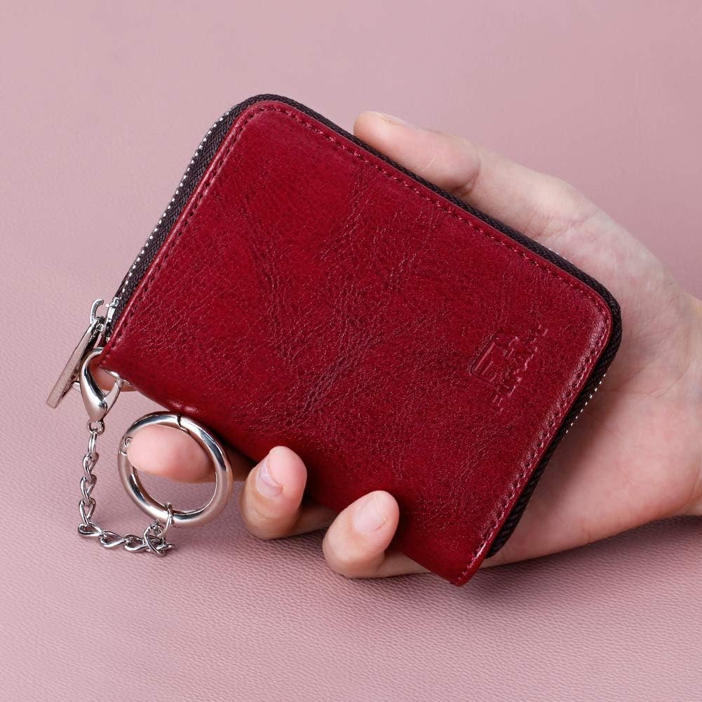 FurArt Zipper Wallet Women, RFID Blocking Credit Card Wallet, Business Card Holder, Compact Size KeyChain Wallet