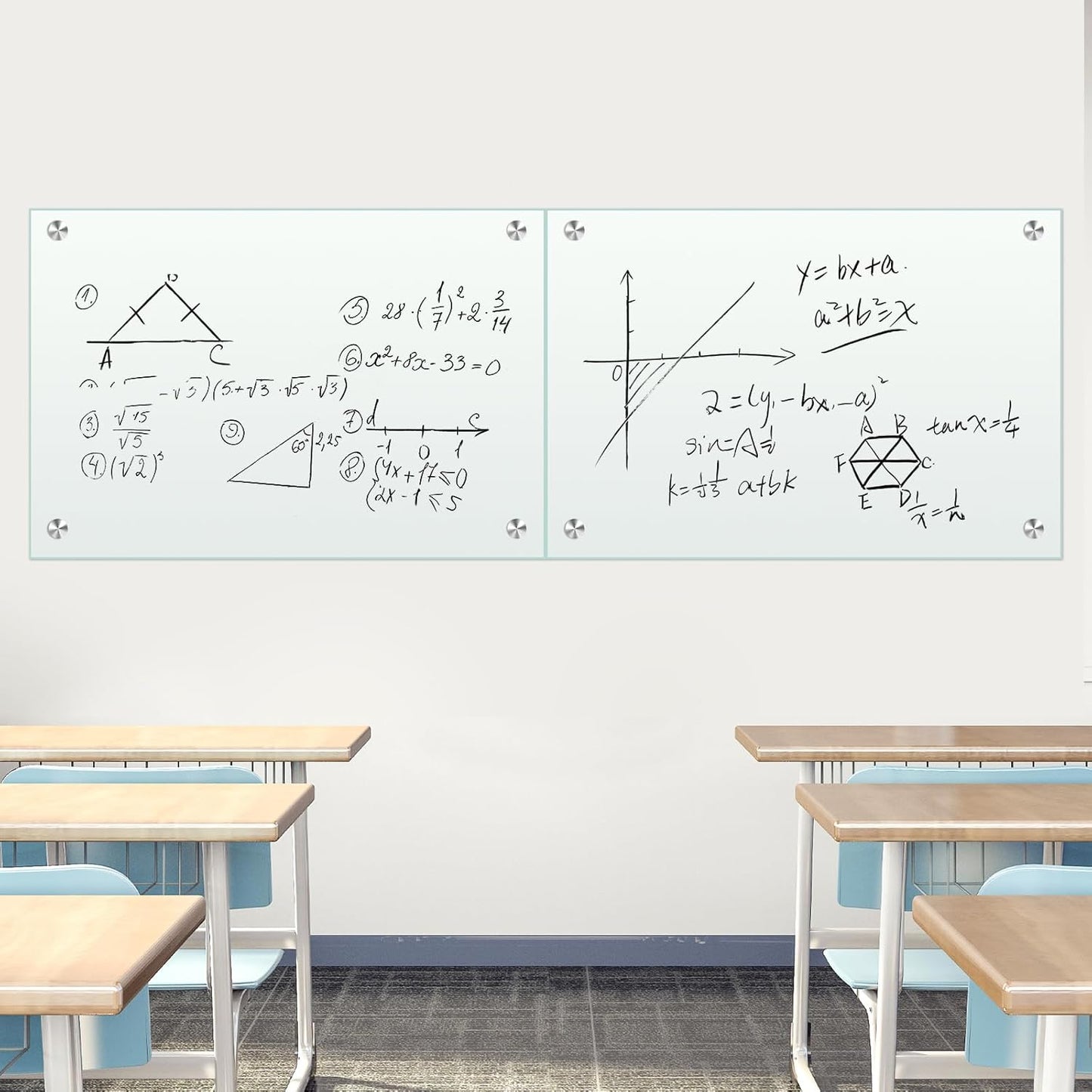 H-Qprobd Glass White Board for Wall Dry Erase Board 36" x 24" (2pcs) Magnetic Presentation Whiteboard for Home, Office and School