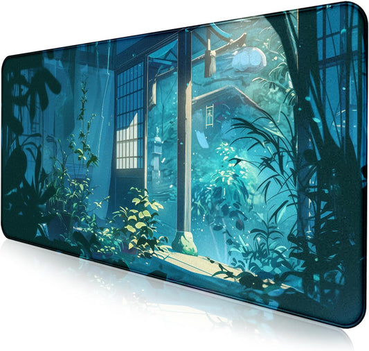 Anime Tropical Plants XL Extended Game Keyboard Pad, Women's Office Decoration Laptop Keyboard Pad 35.4 x 15.7 x 0.12 Inches