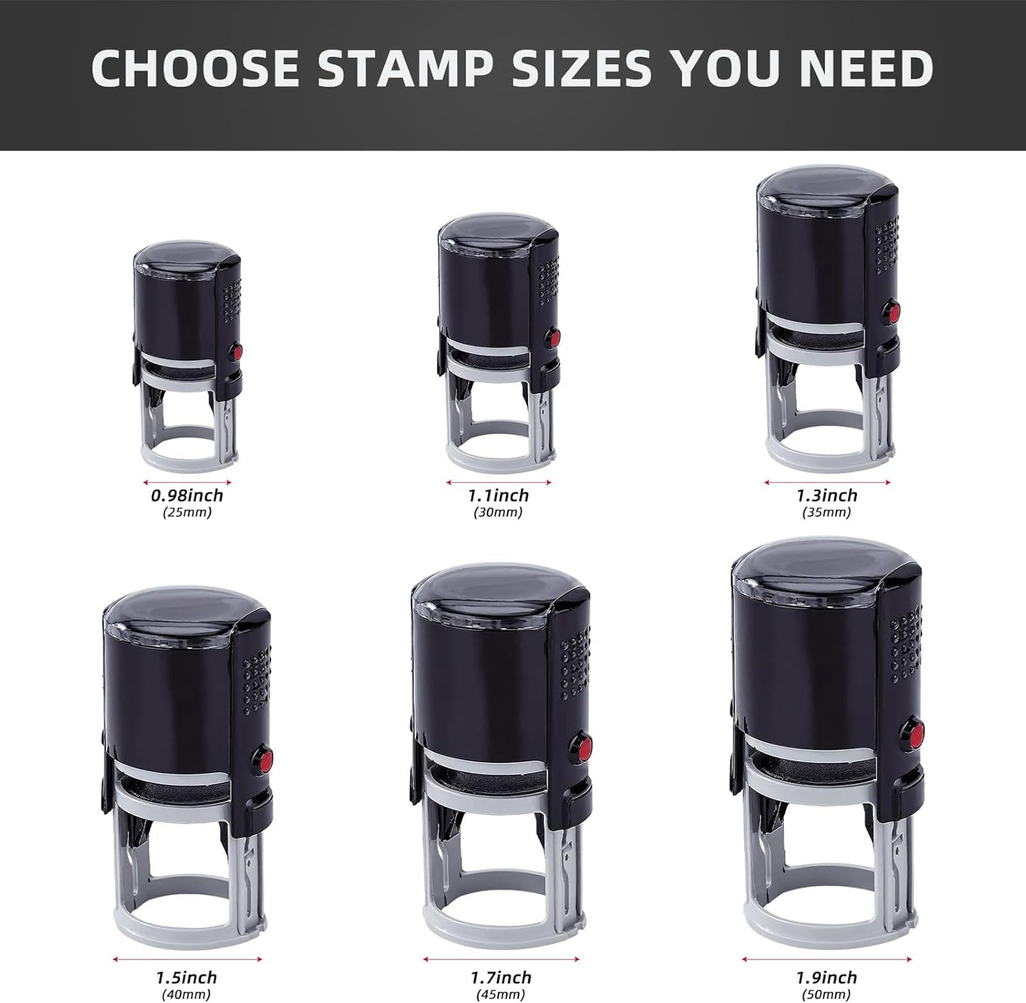 Custom Stamp - Self Inking Logo Stamps with Crisp Impressions | 6 Sizes & 6 Ink Colors | High-Definition Customizable Business Stamps