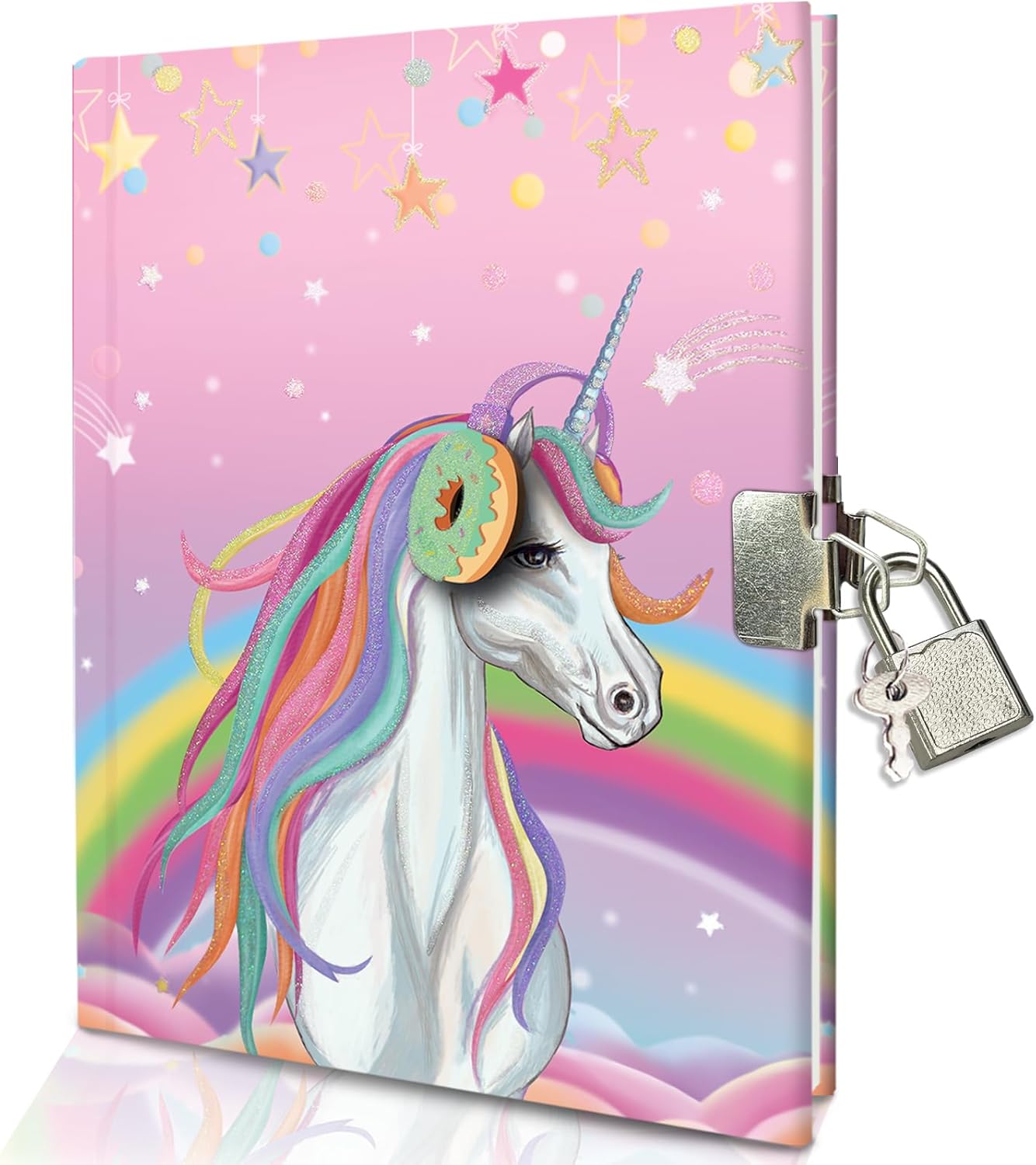 GINMLYDA Girls Diary with Lock for Kids, 7x5.25 Inches 160 Lined Pages Secret Unicorn Notebook for Girls Journal with Lock for Kids Pre School Writing Drawing Cute Girls Gifts for Birthday