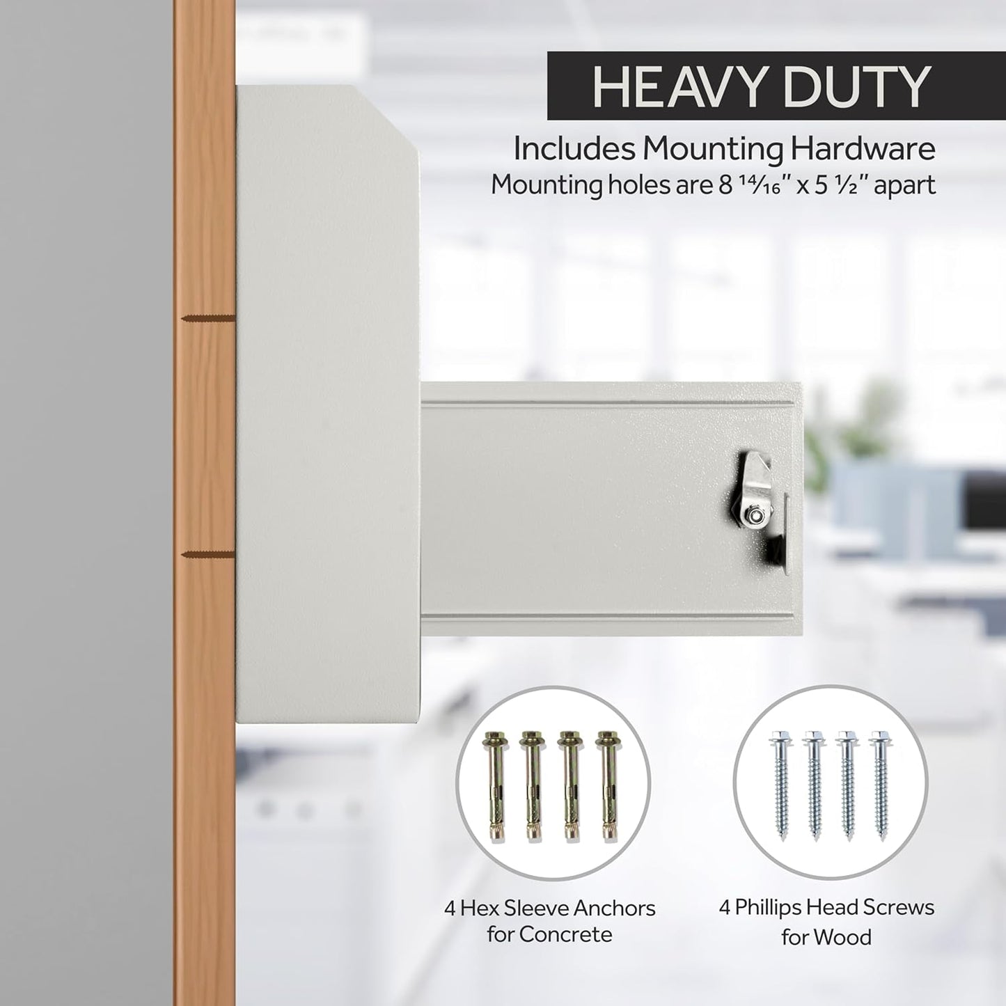 Drop Box Deposit Safe 12 x 4 x 15” Heavy Duty Steel Wall Mount Mailbox for Mail, Letters, Checks, Keys, Cash and more for Home, Office & Commercial Use (W500) (Gray)