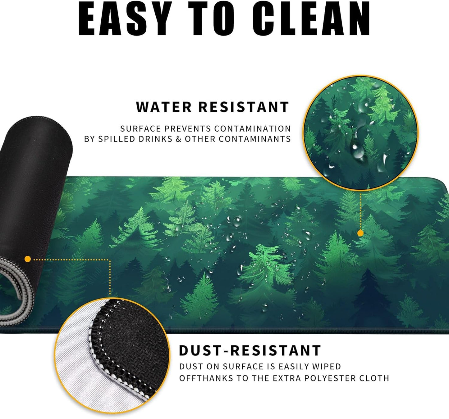 Forest Gaming Green Large Gaming Mouse Pad Keyboard Desk Pad Extended Mouse Pad Gaming Office Decor, Pc Laptop Mouse Pads Large (31.5x11.8 in) with Stitched Eges Non-Slip Base Mousepad XL