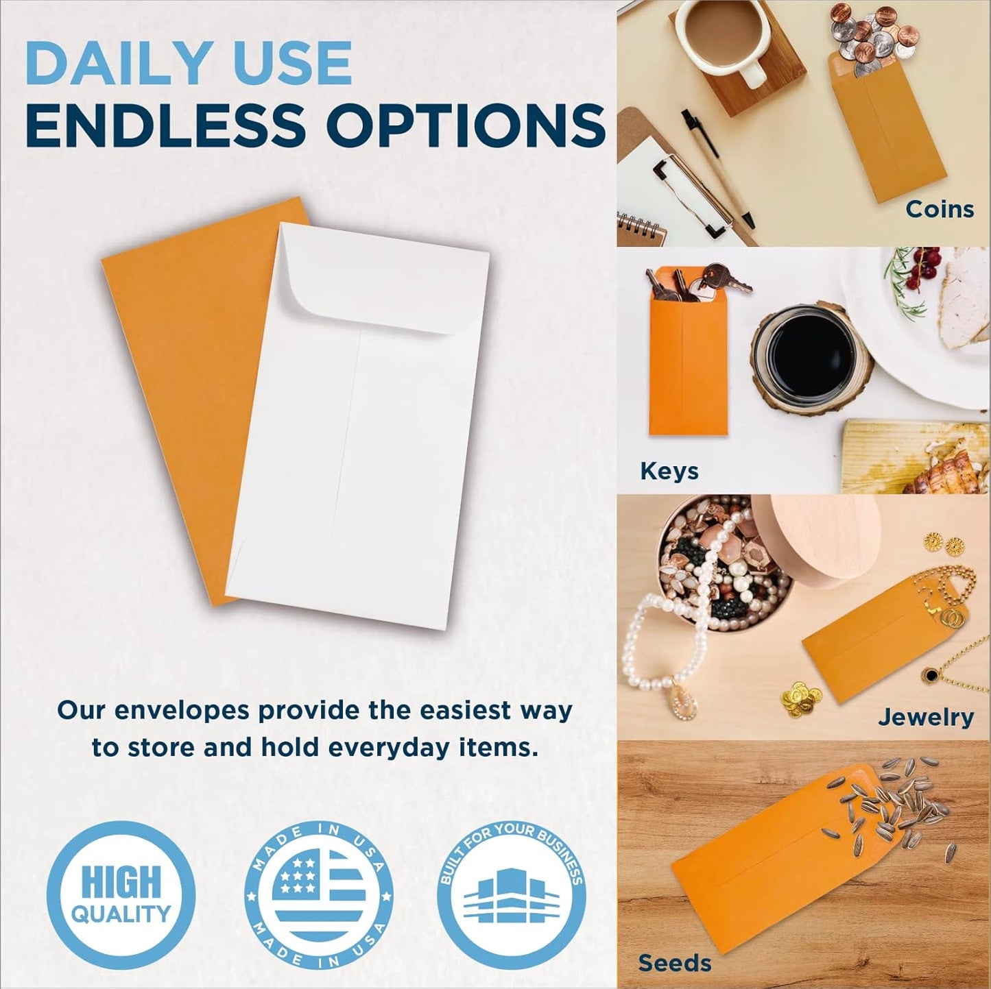 Guardian #3 Paper Coin Envelopes 1000 Pack, Blank Small Envelopes for Coins, Receipts, Stamps, Small Parts Storage, & More – 2-1/2” x 4-1/4” Cash Envelopes – Gummed Flap Gift Card Holder Envelopes