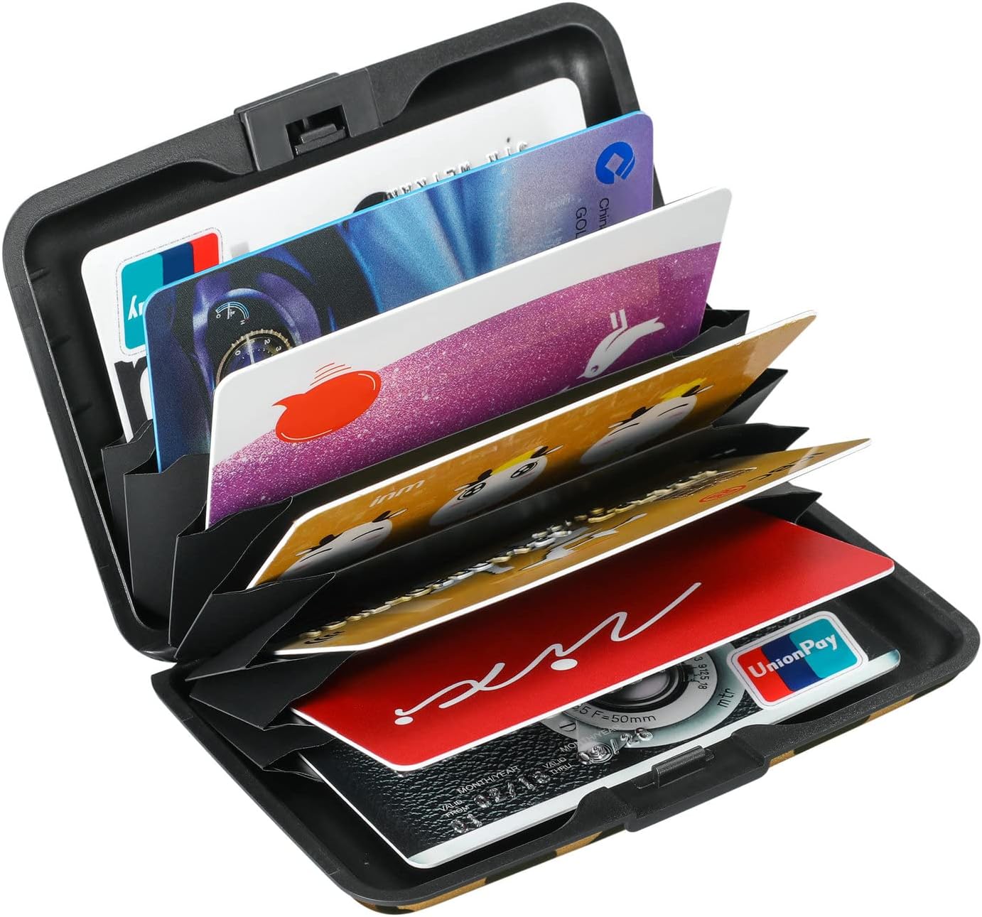 ELFISH Mini RFID Aluminum Wallet Credit Cards Holder Business Card Case Metal ID Case for Men Women（Leopard