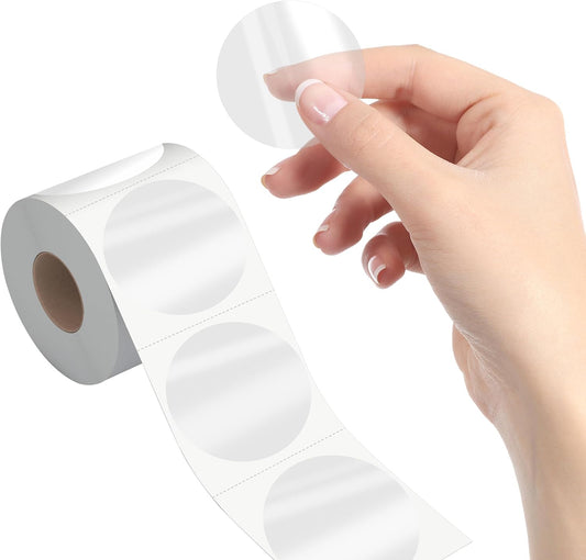 1000 PCS Round Clear Seal Stickers, Transparent Envelope Mail Wafer Seal Self Adhesive Package Circle Label Dots with Perforation Line for Envelopes, Boxes and Gift Packaging (2” in Diameter)