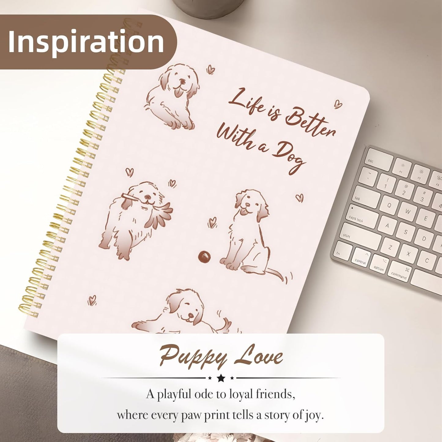Cute Spiral Notebook journal A4 Aesthetic Pretty Design for Women Girls Kawaii with Pocket, 8.5 x 11 inch, Lined, Better Dog
