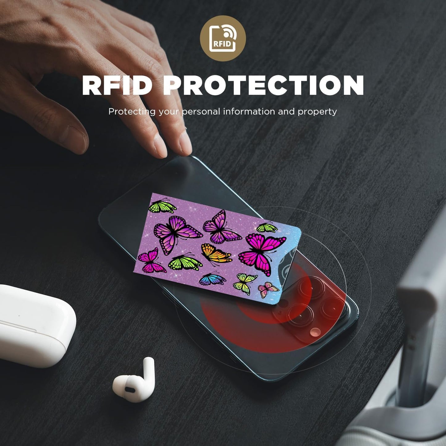 12 PCS RFID Blocking Sleeves, Credit Card Holder for Women Men Protect Cards Identity from Electronic Theft Travel Case Set (Black Cat Flower)