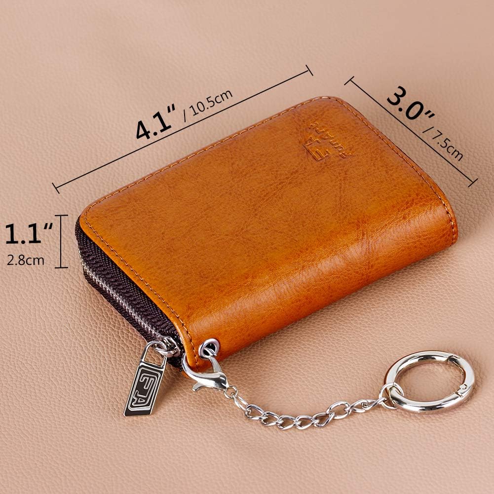 FurArt Zipper Wallet Women, RFID Blocking Credit Card Wallet, Business Card Holder, Compact Size KeyChain Wallet
