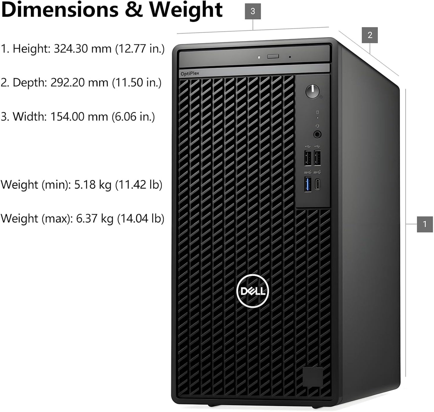 Dell OptiPlex Desktop Computer, 7020 Tower Dekstop PC, 12th Gen Intel 4-Core Processor (Beats Core i7-9700), 32GB DDR5 RAM, 1TB PCIe SSD, DVDRW, WiFi Adapter, RJ-45, Keyboard & Mouse, Windows 11 Pro