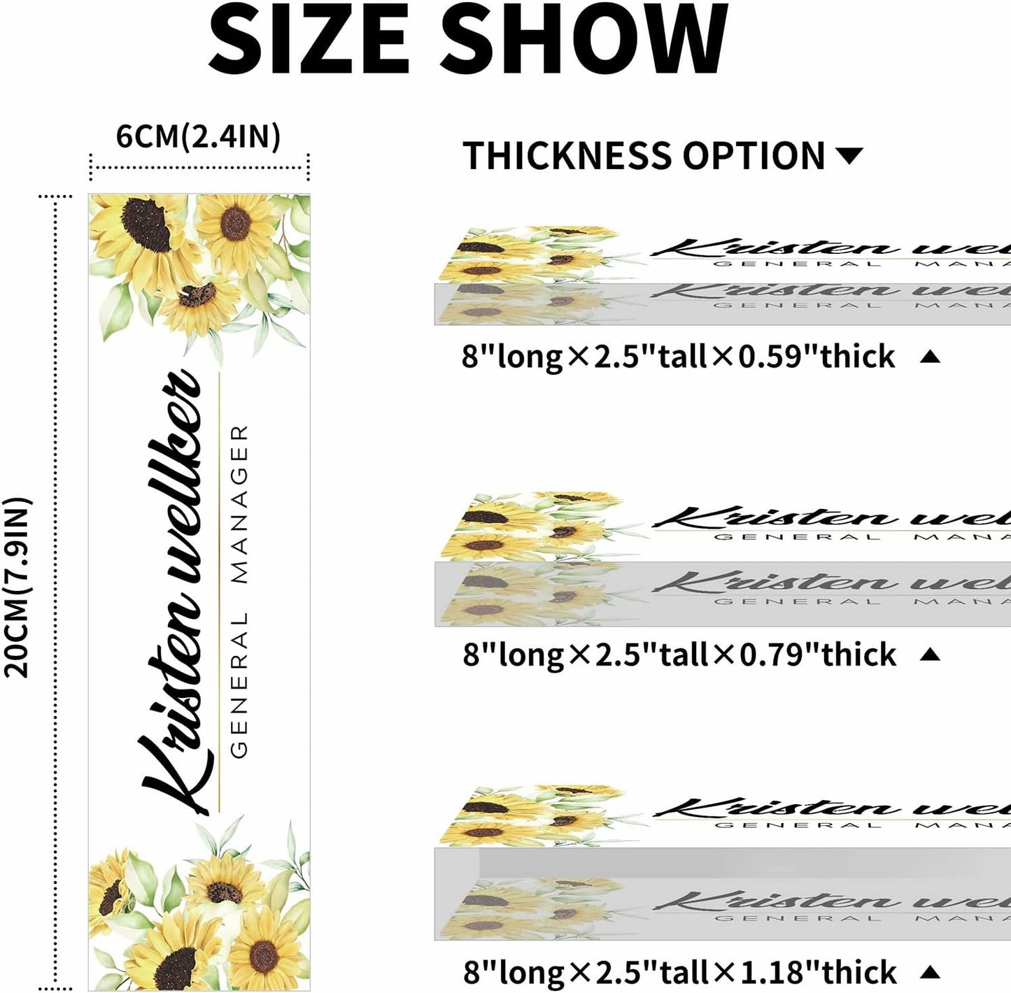 Desk Name Plate Personalized, Premium Sunflower Acrylic Desk Name Plate, Personalized Name Plate for Desk, Office Decor for Women or Men Coworkers, Boss, Employee, Teacher(Sunflower2)