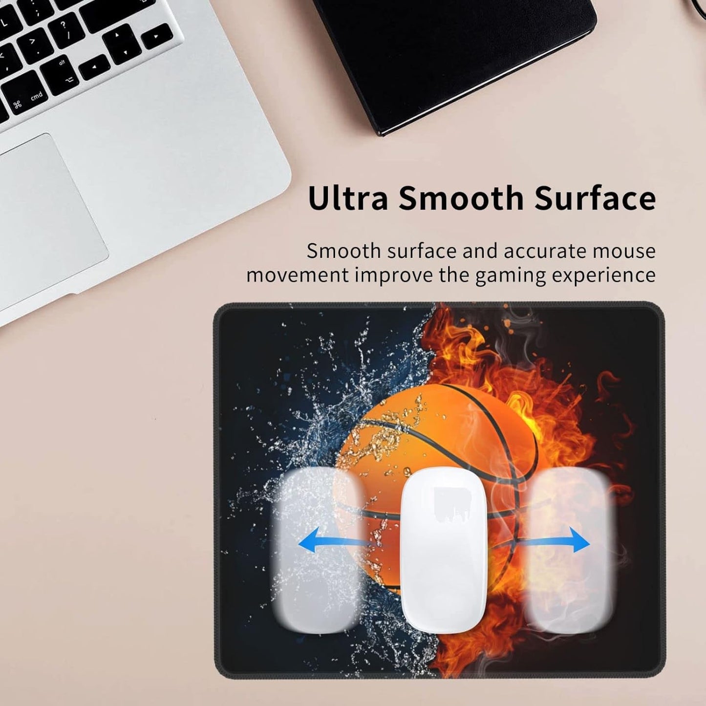 Sports-Themed Basketball Mouse Pad for Boys Teen Men, Washable Gaming Mouse Pads for Office Home Computer Laptop Desk 10"x12" Non-Slip Rubber Base Mousepad with Stitched Edge