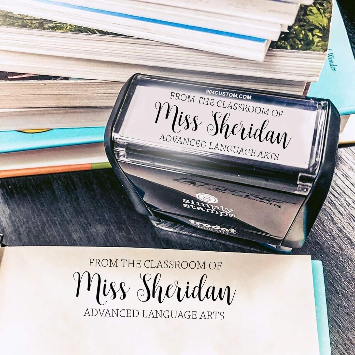 Custom Self-Inking Stamps | 49 Designs | Fun Phrases | Grading Made Easy | Classroom, Library Book Stamps - Large