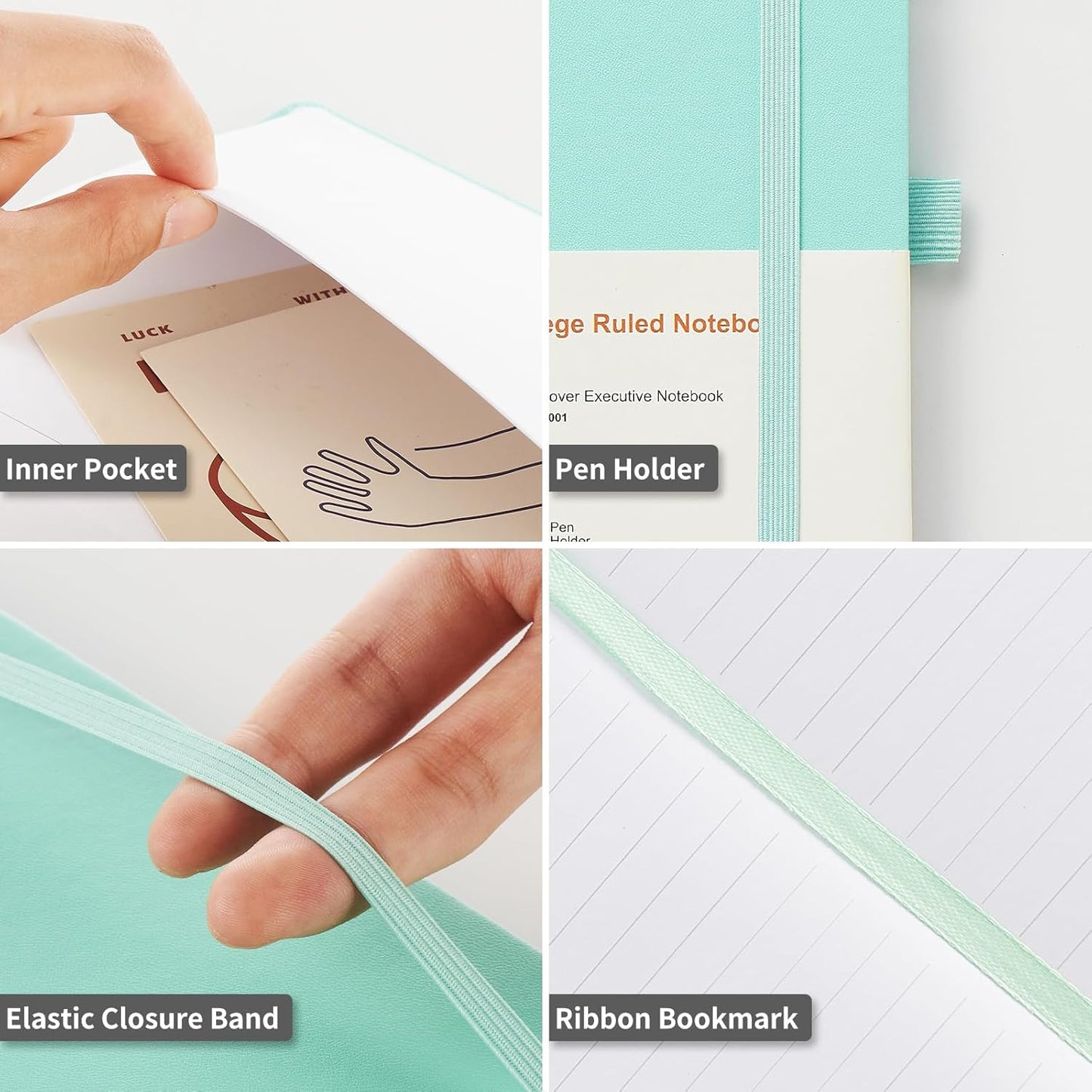 Hardcover Notebooks, A5 Lined Journals Notebook for Writing 160 Pages, 8.2 x 5.5 inch, Green Classic Ruled Notebooks for College/Work/Travel (Green, 1 Pack)