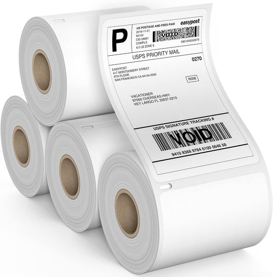 Dasher Products Thermal Shipping Labels Compatible with Dymo LabelWriter 4XL 1744907 4x6 Internet Postage Labels, Water Resistant, Strong Adhesive, Perforated, 220 per Roll, NOT for 5XL (4 Pack)