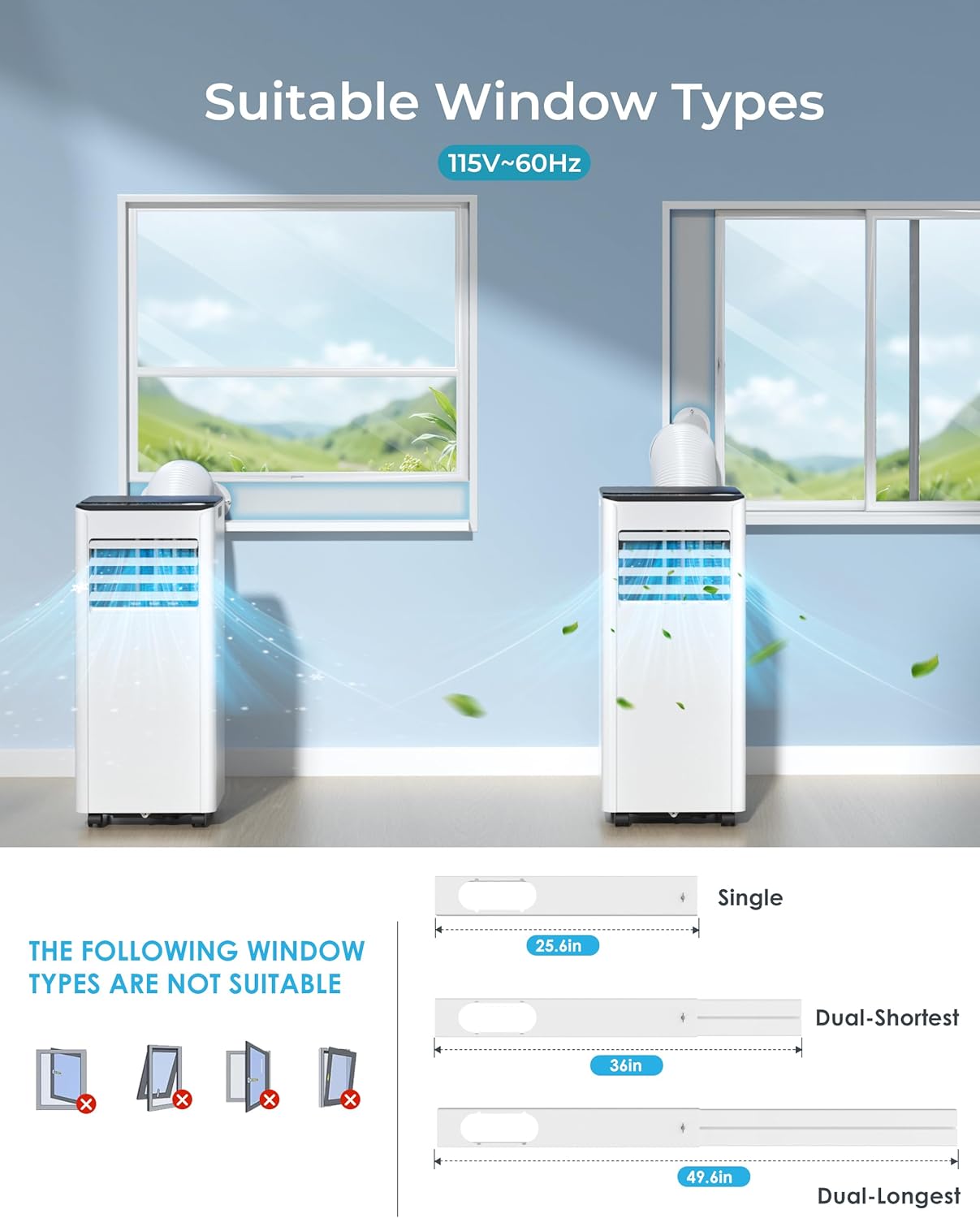 EUHOMY 10,000 BTU Portable Air Conditioners Up to 450 sq.ft, 3-1 Standing Smart Cooling AC with Remote, Dehumidifier, Fan, Air Conditioner Cools Room, 3 Modes, 24-hour timer, LED Display, Bedroom