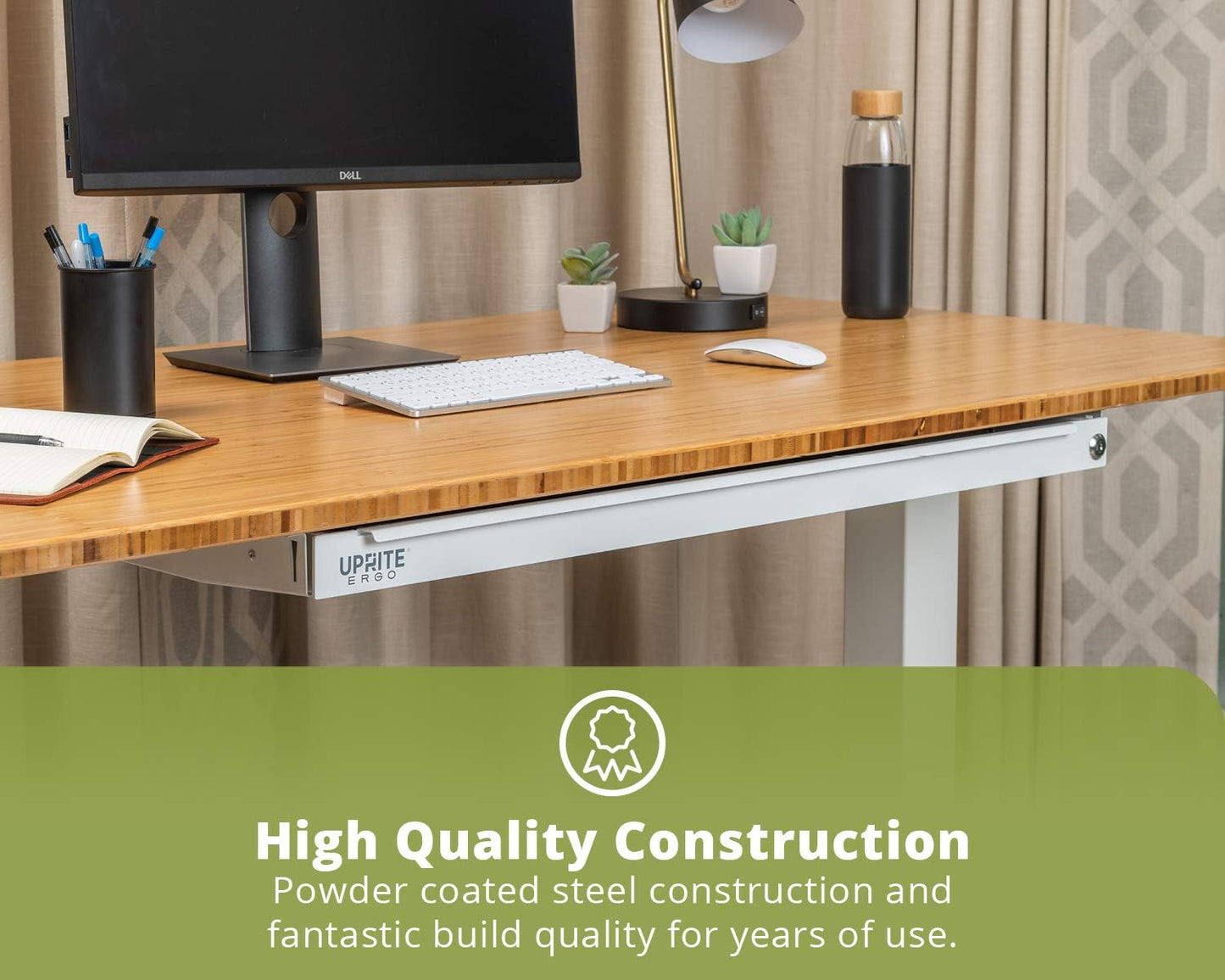 Perfect Posture Under Desk Storage Drawer With Lock – Slim Pen & Pencil Drawer for Regular & Sit-Stand Standing Desks, White (33” x 9.5”)