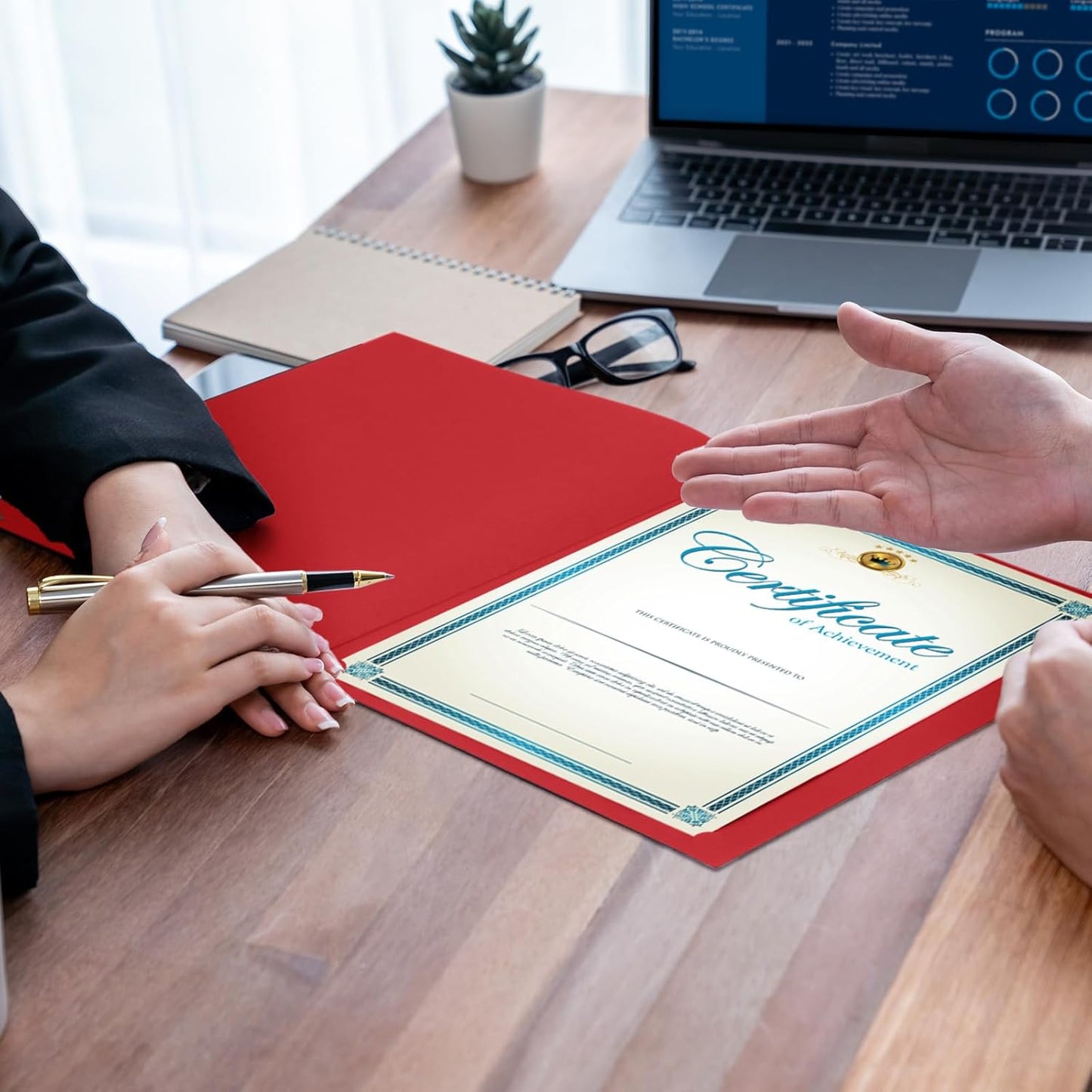 Fainne 120 Packs Certificate Holders Bulk, Diploma Covers Gold Foil Border, Document Covers for Letter Size 8.5x11 Award Certificates, Cardstock, Document Papers, Paper Card Stock(Bright Red)