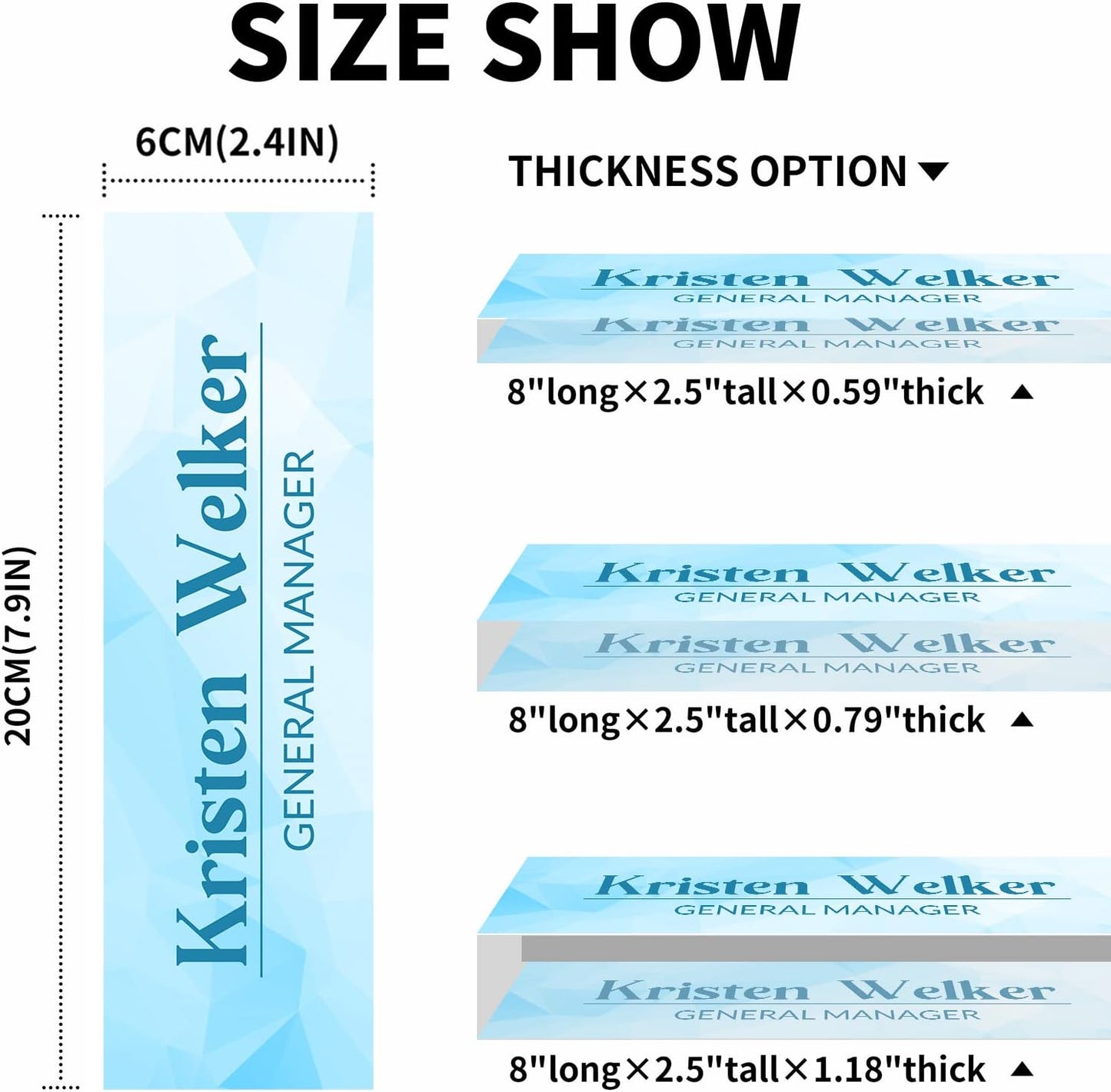 Desk Name Plate Personalized, Premium Business Modern Blue Acrylic Desk Name Plate, Personalized Name Plate for Desk, Office Decor for Women or Men Coworkers, Boss, Employee, Teacher(Blue 1)