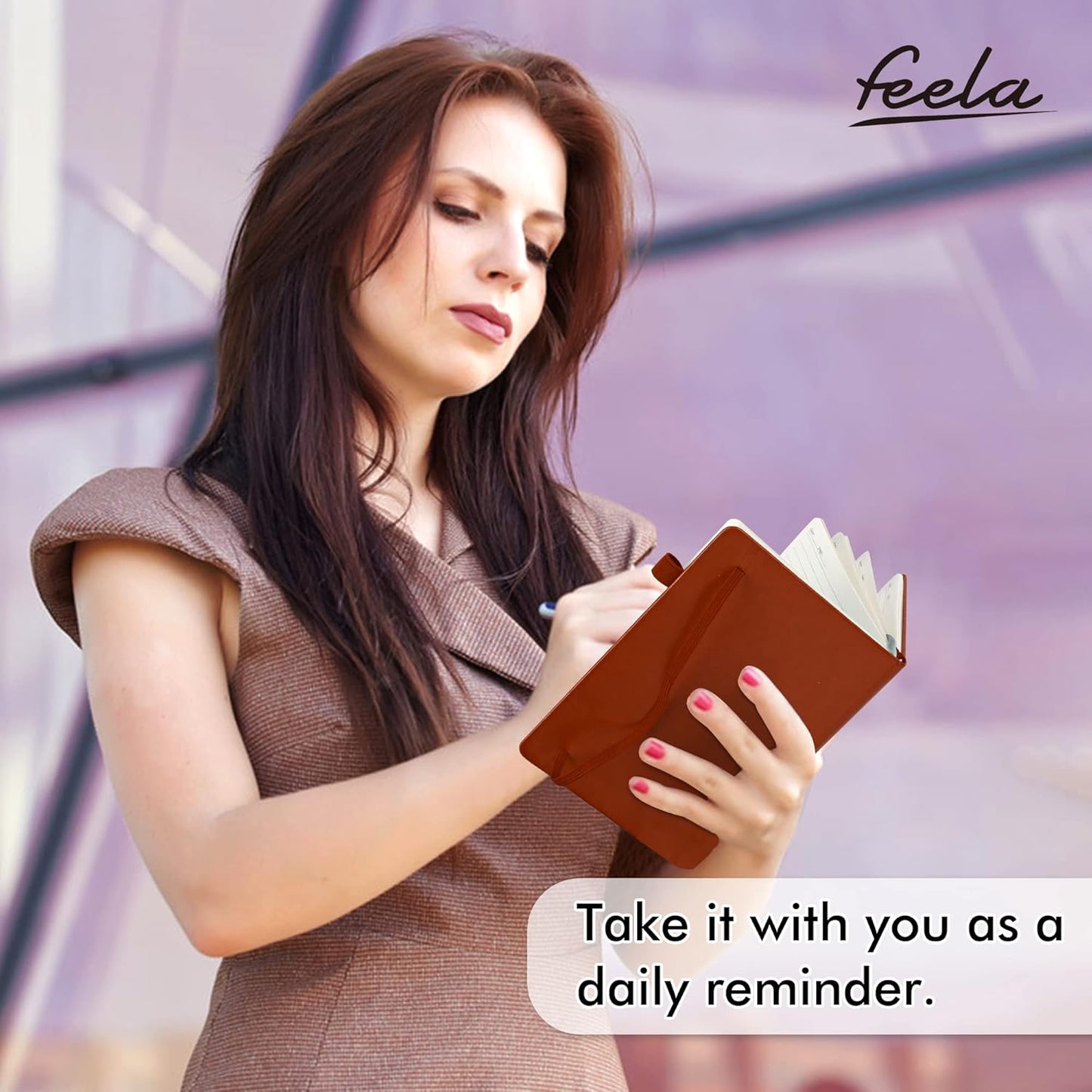 feela 12 Pack Notebooks Journals Bulk with 12 Black Pens, A5 Hardcover Notebook Classic Ruled Journal Set with Pen Holder for School Business Work Travel Writing, 120 GSM, 5.1”x8.3”, Brown