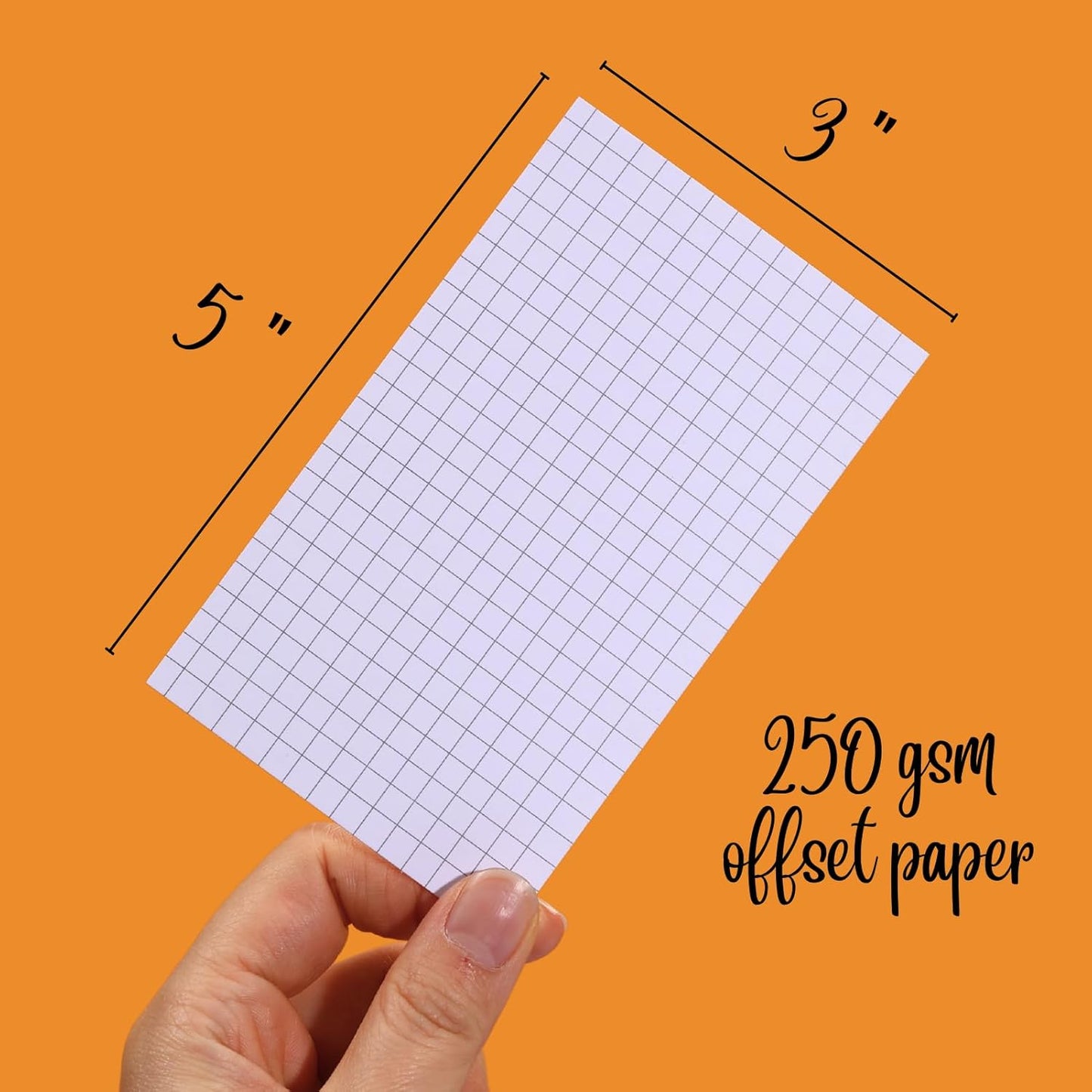 Extra Heavyweight Grid Index Cards 3x5 Inch 92lb Weight Double Sided Graph Ruled Notecards Thick Flash Cards for Note-Taking, Studying, and Organization, Ideal for School, Home and Office - 200 Count