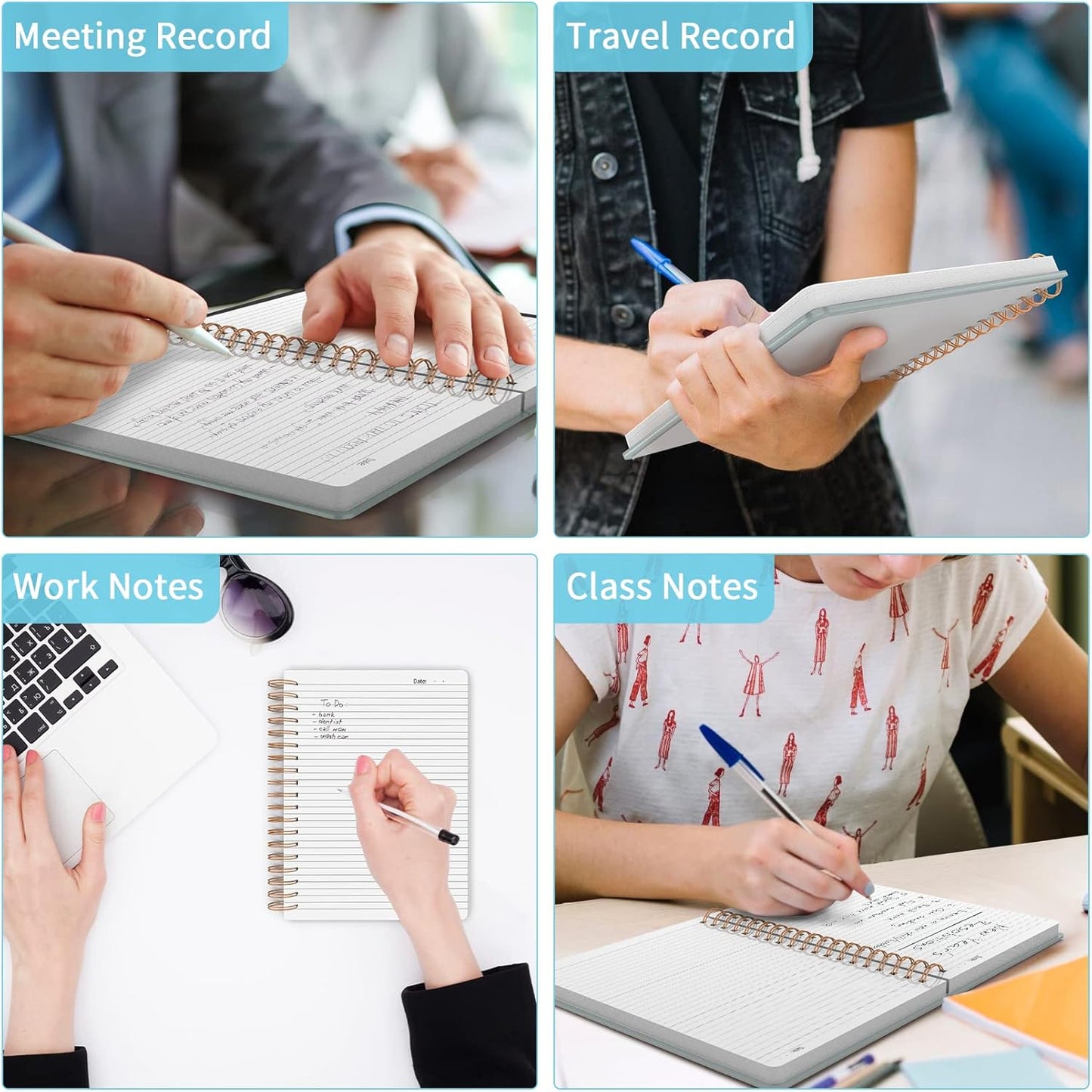 Forvencer A4 Lined Spiral Journal Notebook with 300 Numbered Pages,11" X 8.5" Thick Journals for Writing with 100GSM Paper, Hardcover Notebooks with Contents for Work, School, Grey