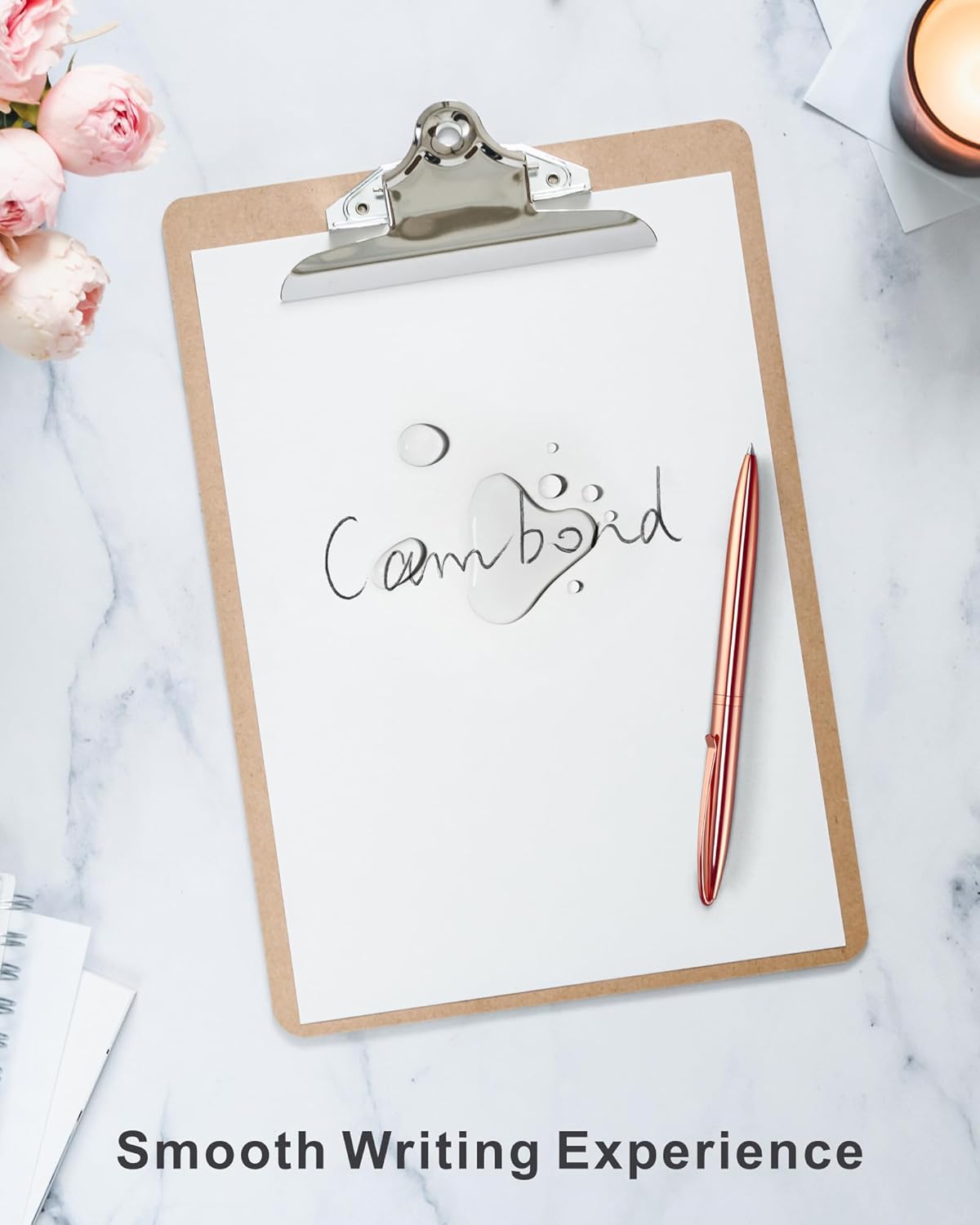 Cambond Ballpoint Pens, Guest Pen Stainless Steel Nice Pens for Guest Book Uniform Christmas Gift - Black Ink (1.0mm Medium Point), 3 Pens with 6 Extra Refills (Rose Gold),3 Count (Pack of 1)